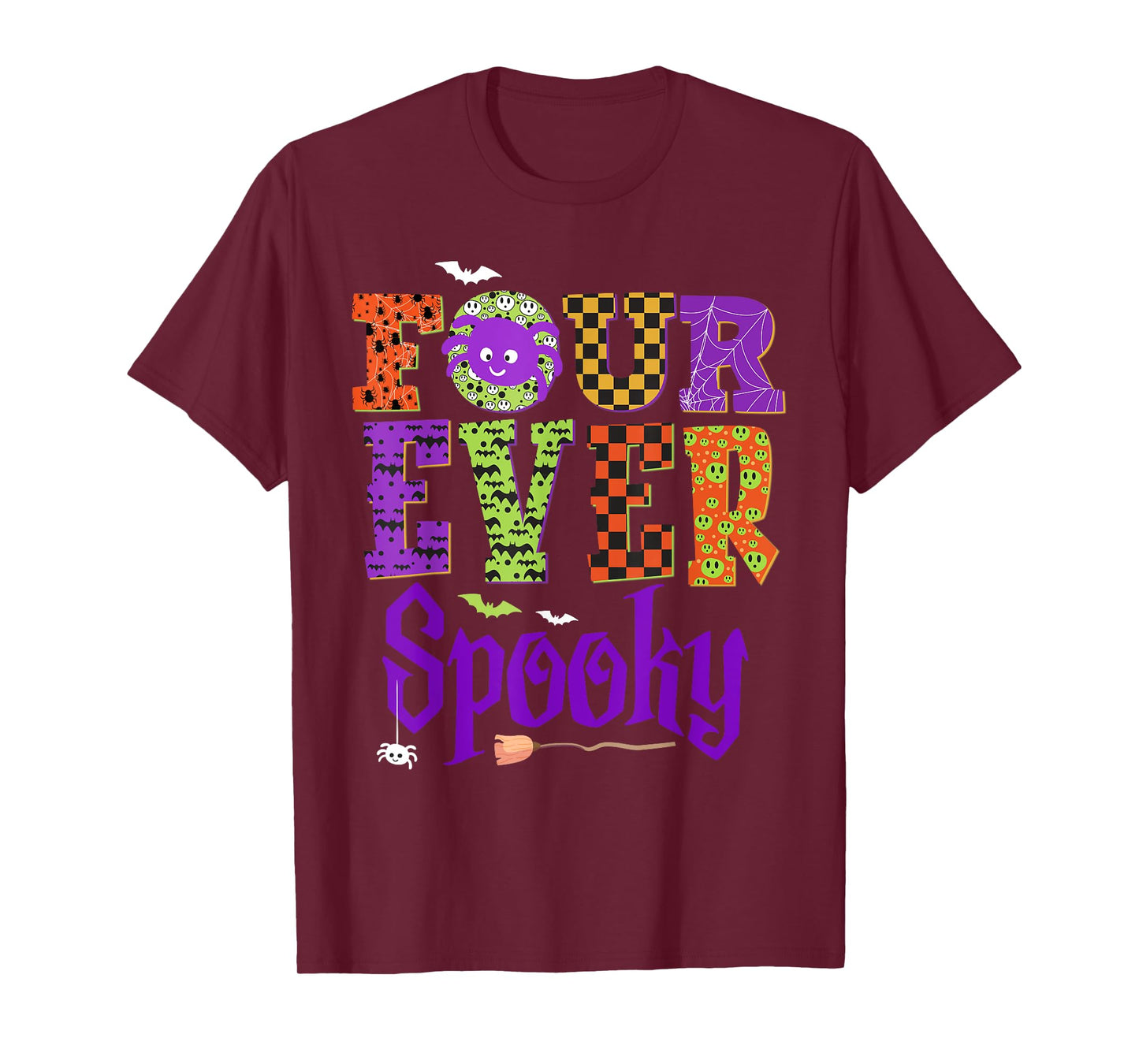 Four Ever Spooky Ghost Halloween 4th Birthday Party Kids T-Shirt