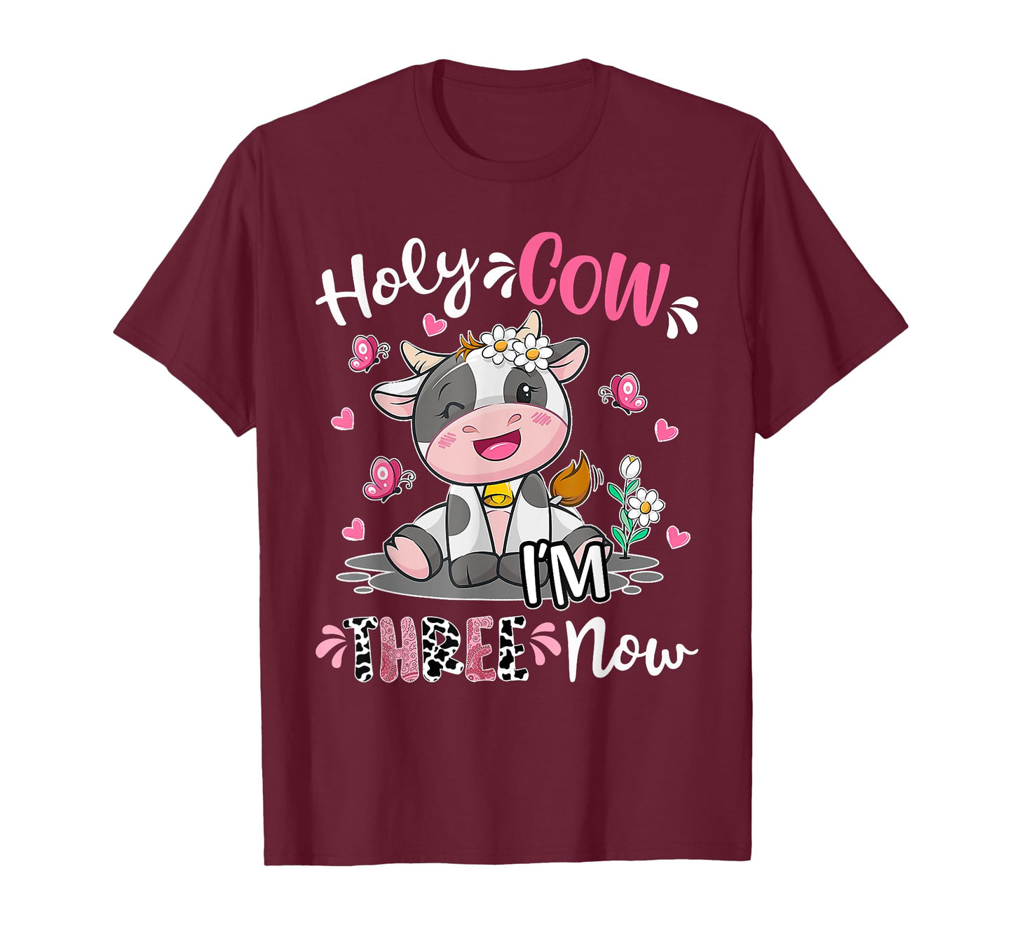 Kids Holy Cow I'm Three 3 Years Old 3rd Birthday Boy Girl T-Shirt