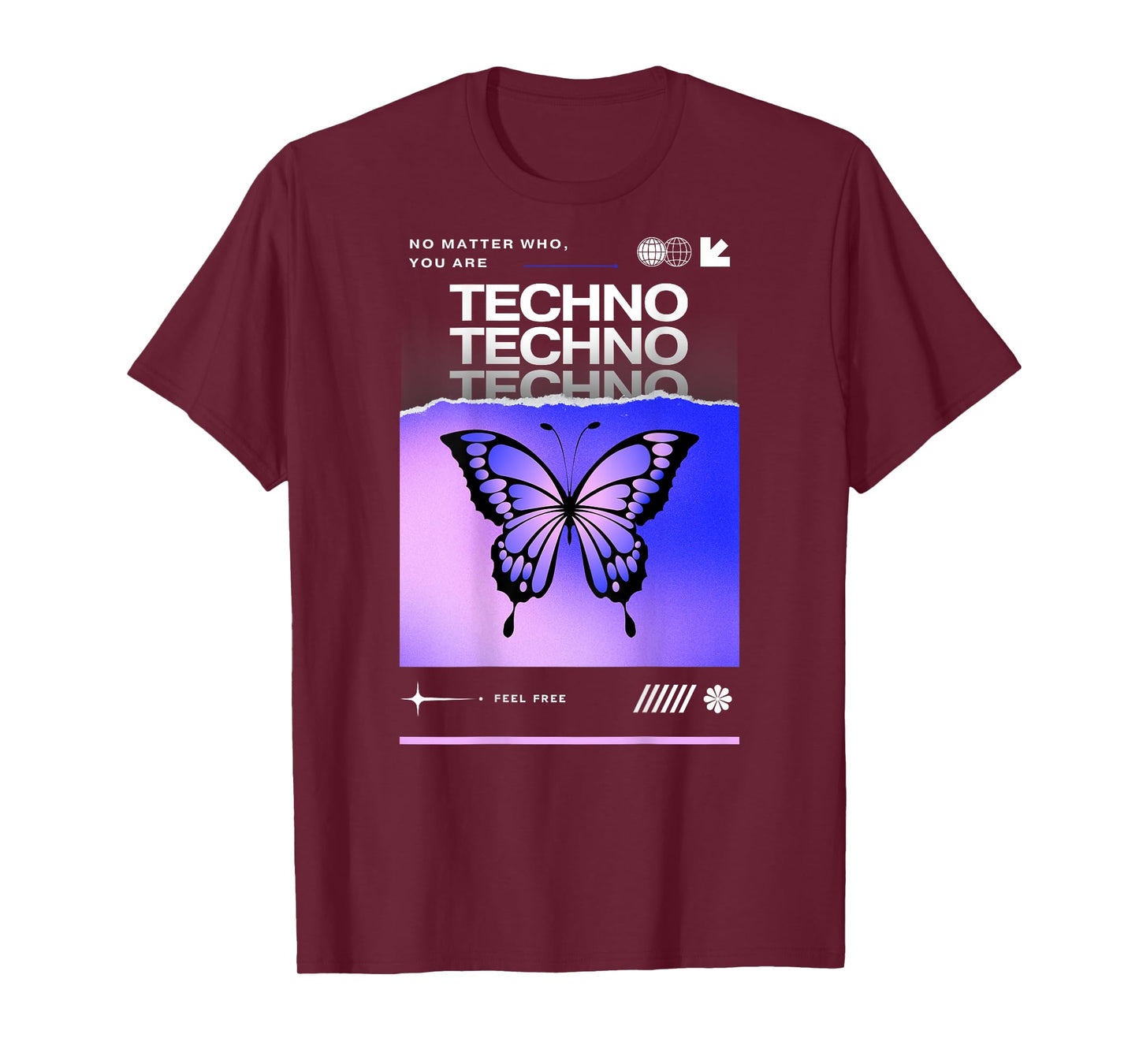 Techno Butterfly Rave Feel Freedom Trance Love Club T-Shirt