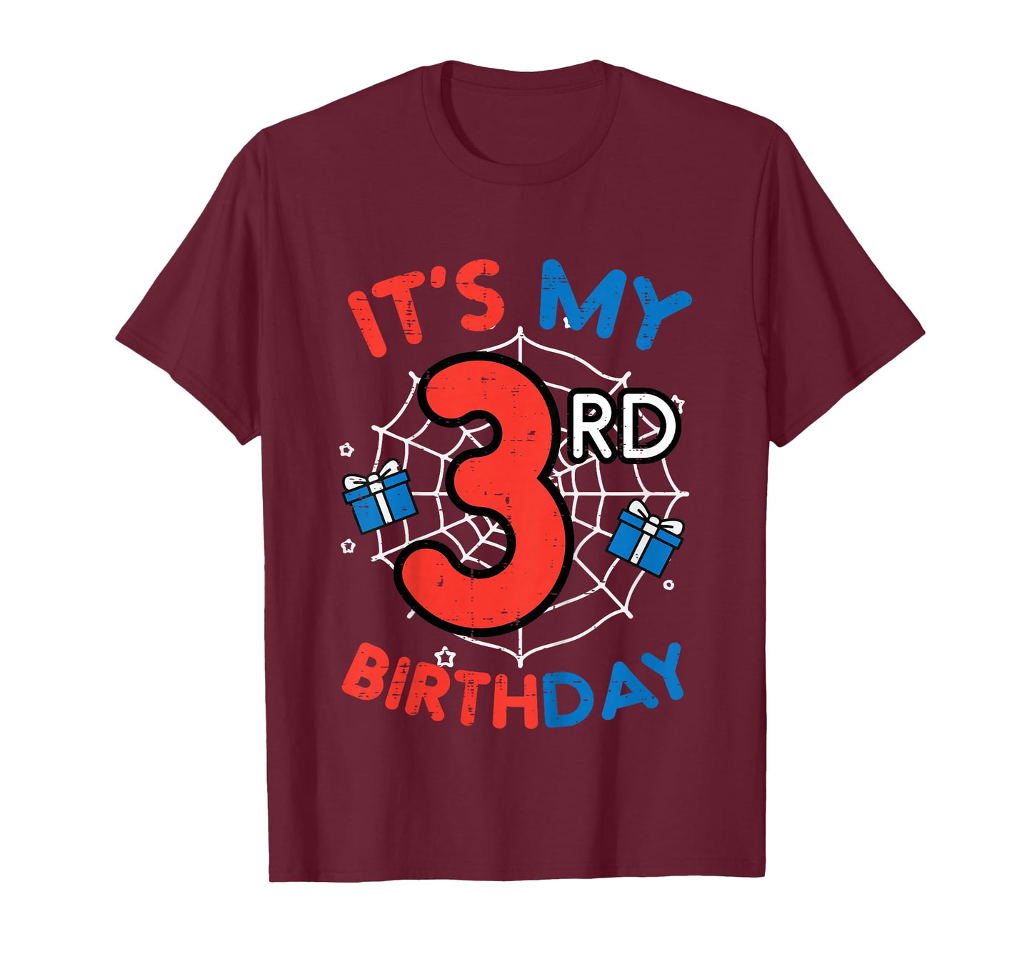 Its My 3rd Birthday Spider Web 3 Year Old Bday Boys Kids T-Shirt