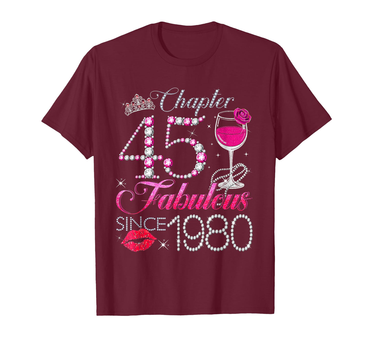 Chapter 45 Fabulous Since 1980 45th Birthday Queen Diamond T-Shirt