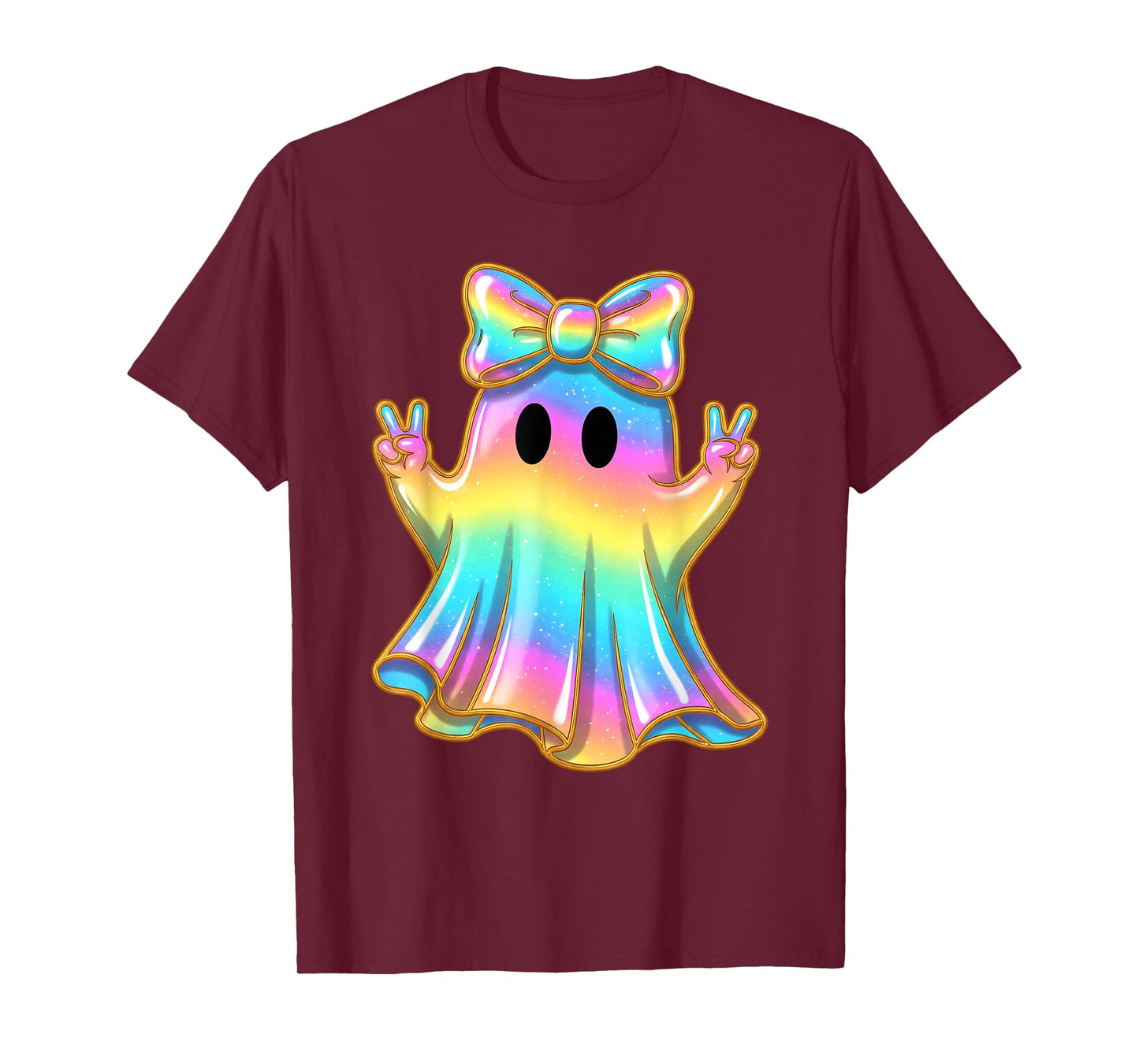 Cute Rainbow Ghost Peace Funny Halloween Kids Girls T-Shirt