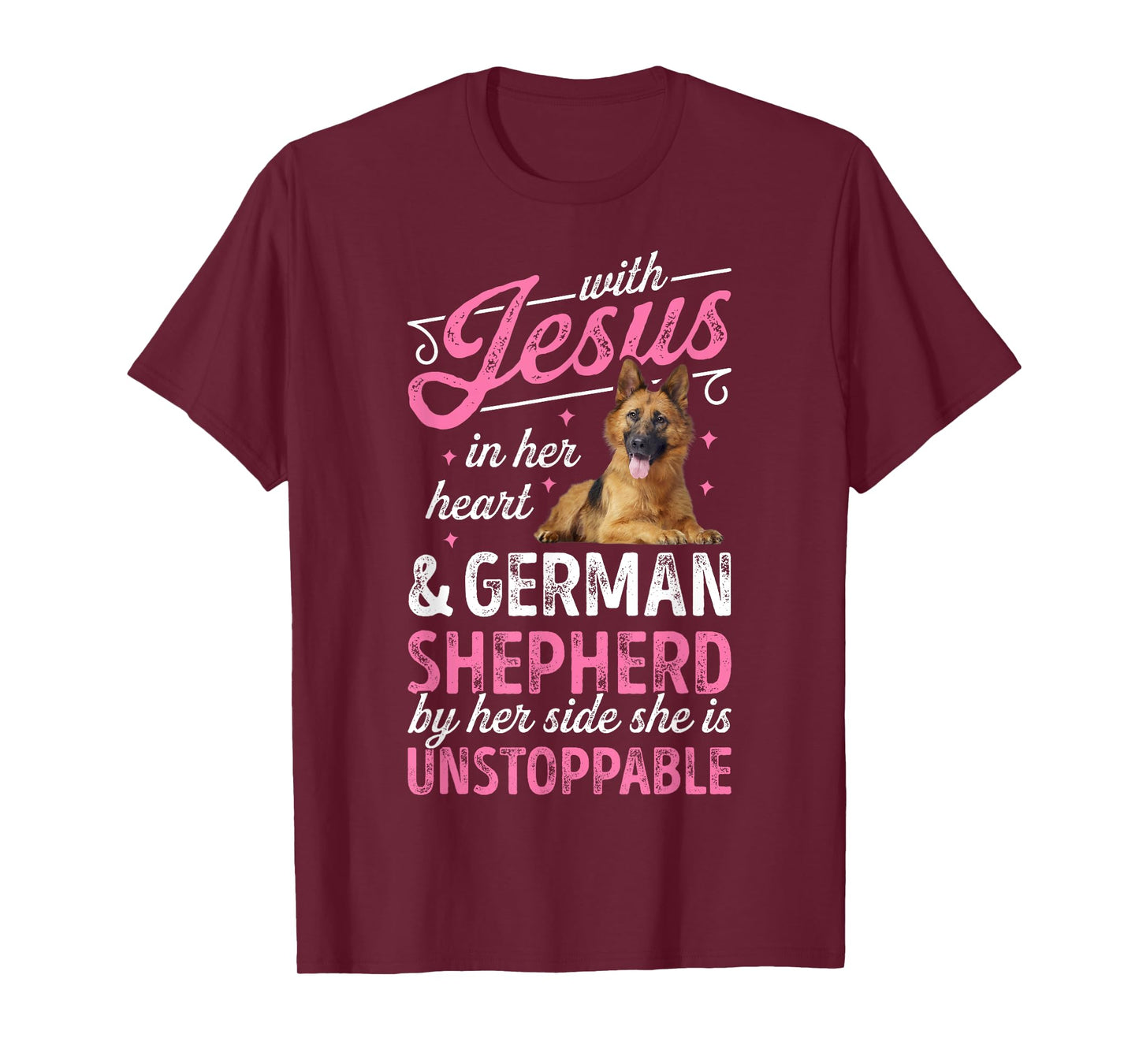 With Jesus In Her Heart And German Shepherd T shirt Women T-Shirt