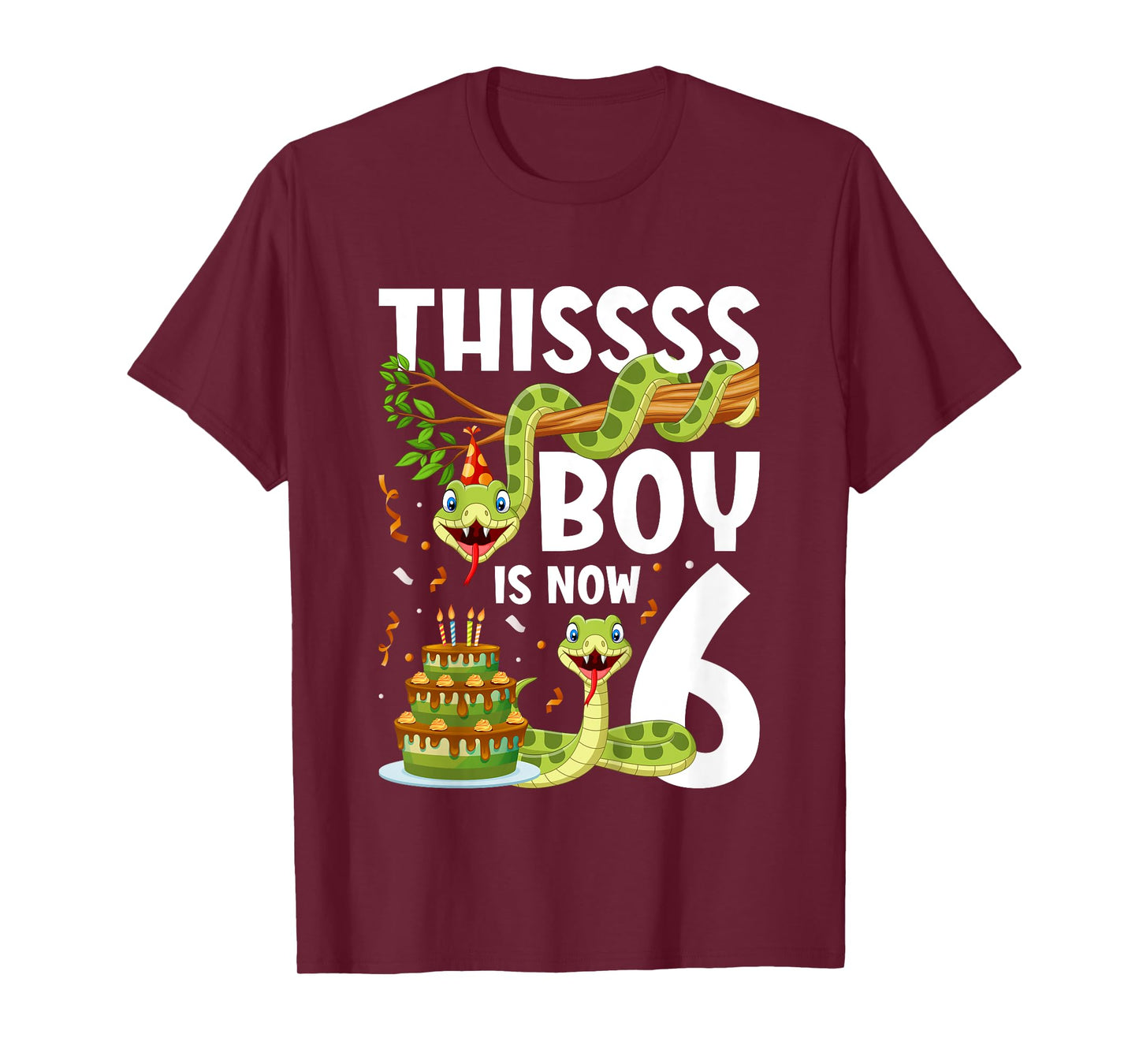 Kids 6th Reptile Birthday 6 Year Old Boy Snake Birthday Party T-Shirt