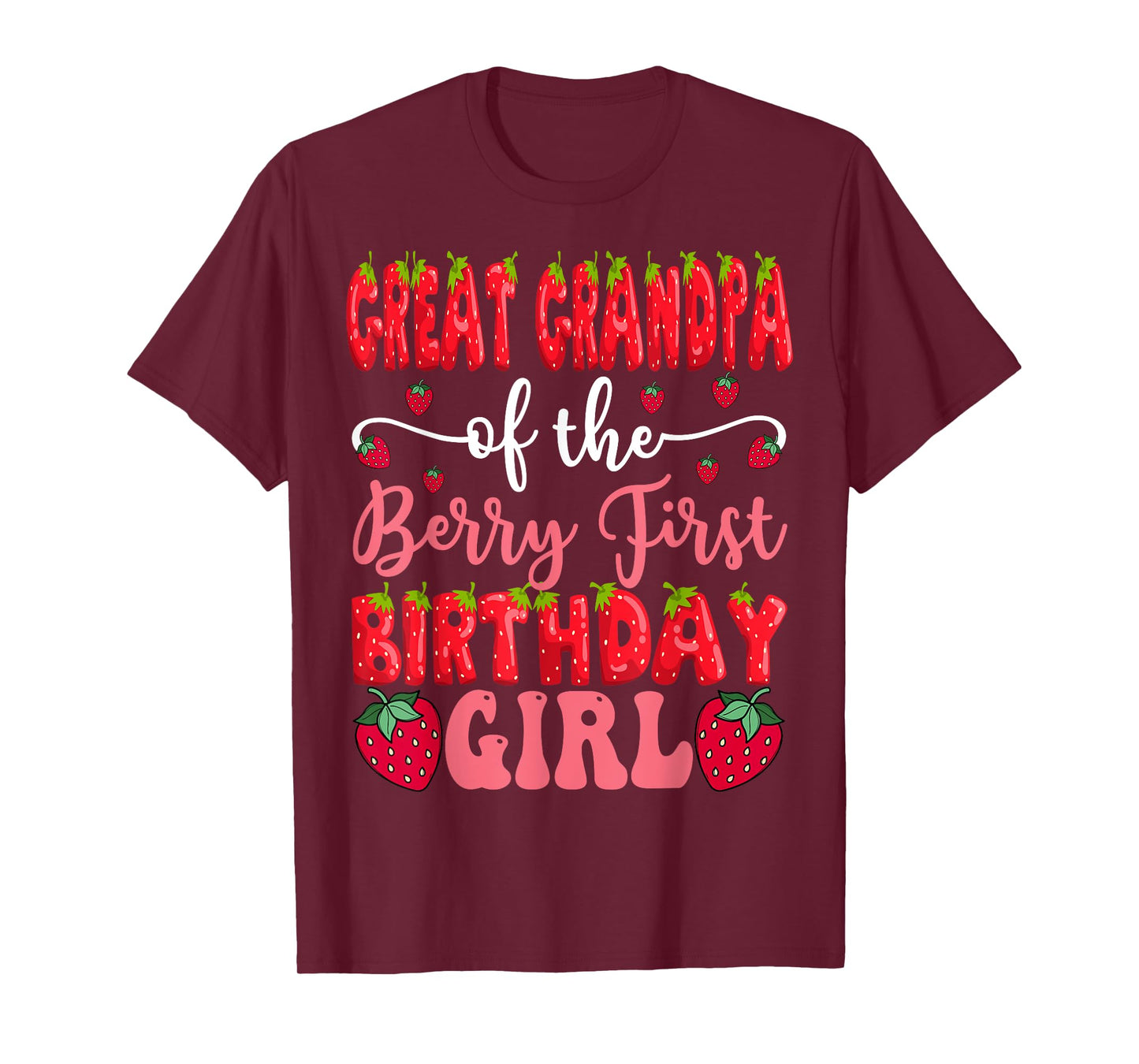 Great Grandpa Of The Berry First Birthday Girl Strawberry T-Shirt