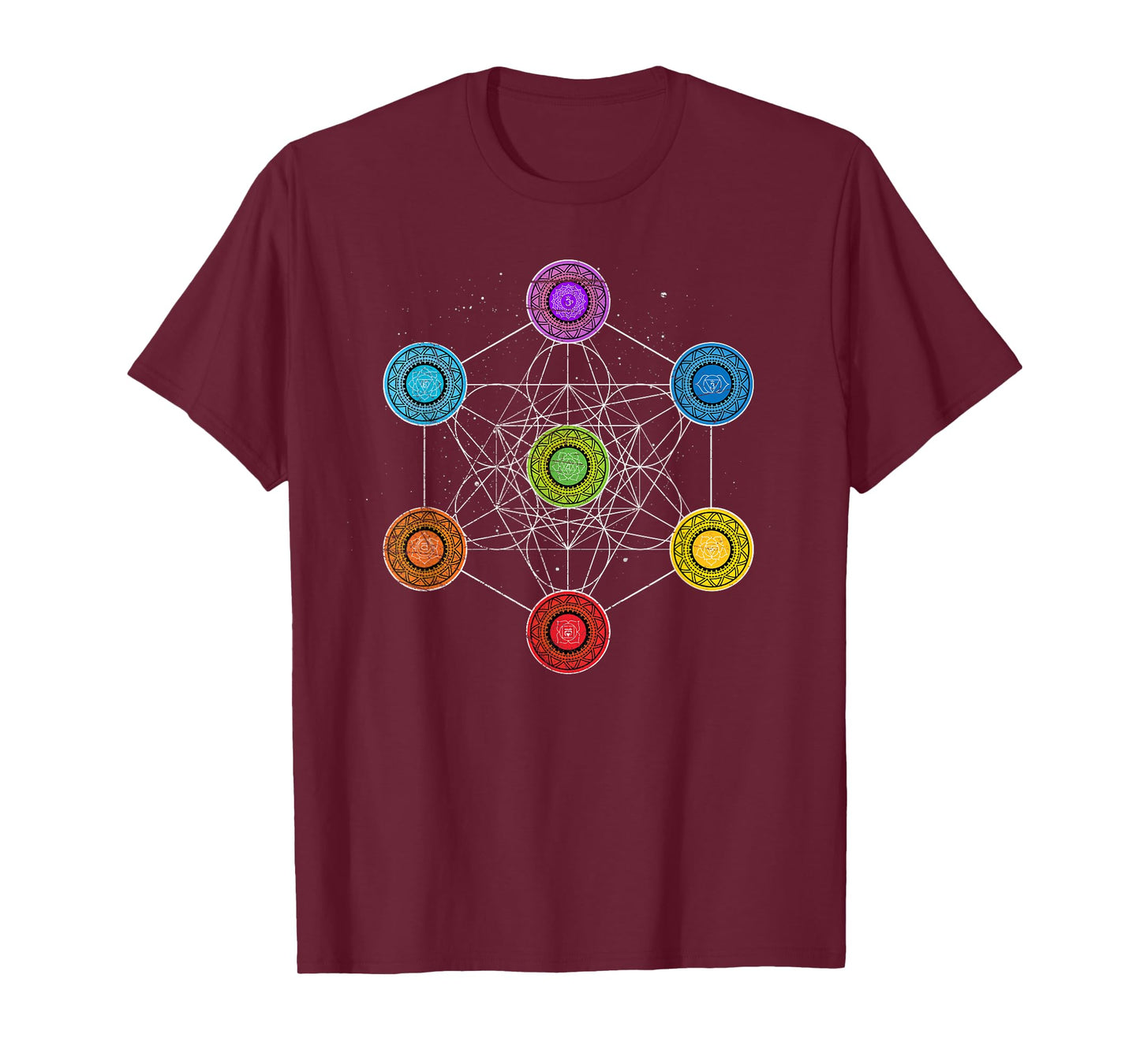 Sacred Geometry Metatrons Cube 7 Chakras - Psychedelic Shirt T-Shirt