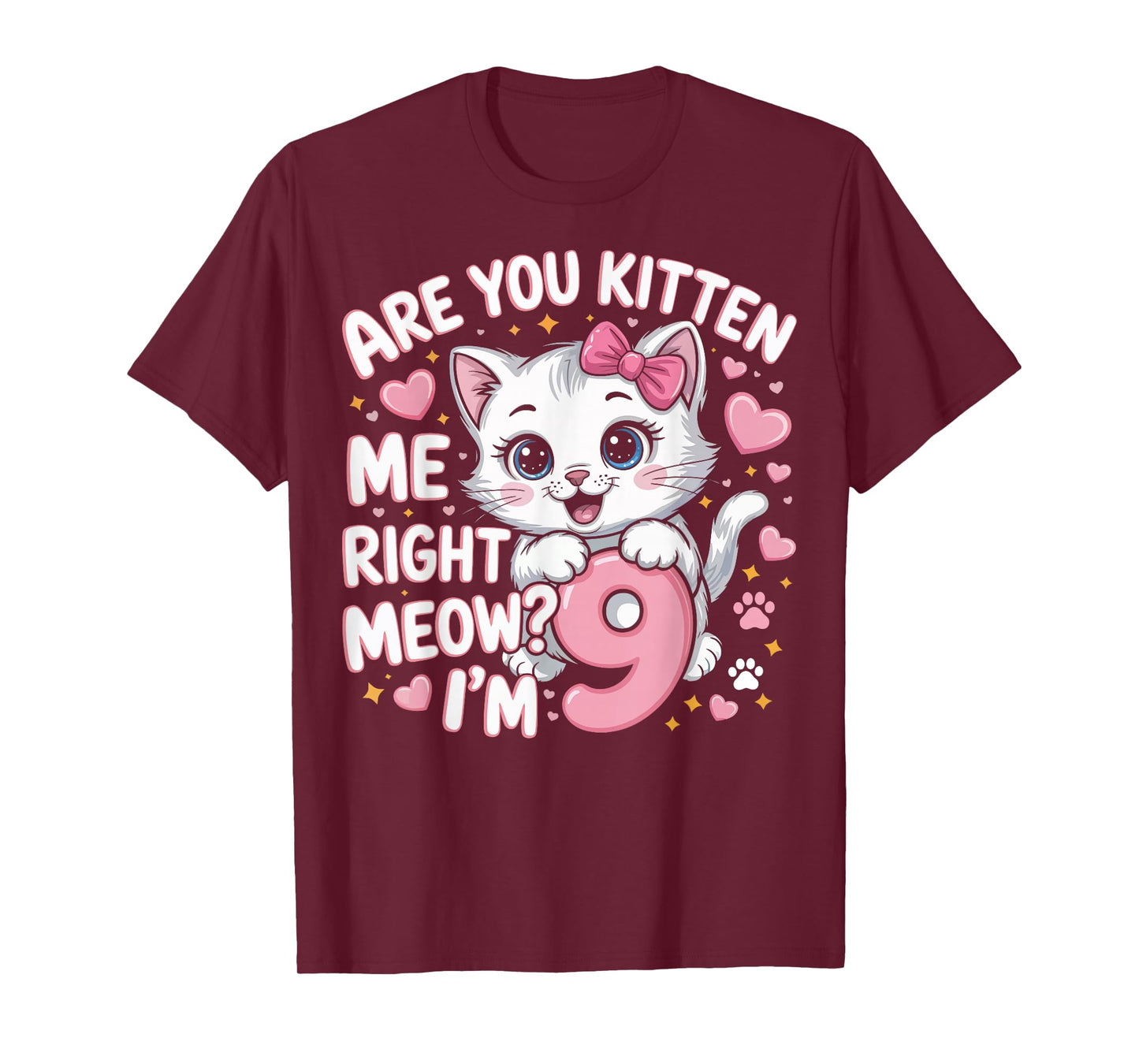 9 Year Old Girl Birthday Cat Kitten 9th Bday Girls T-Shirt