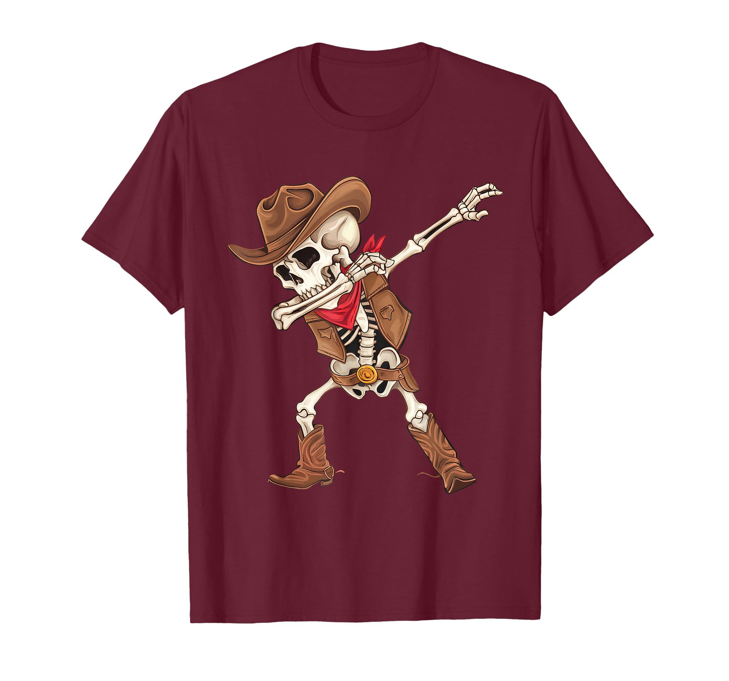Dabbing Skeleton Cowboy Halloween Costume Boys Mens Kids T-Shirt