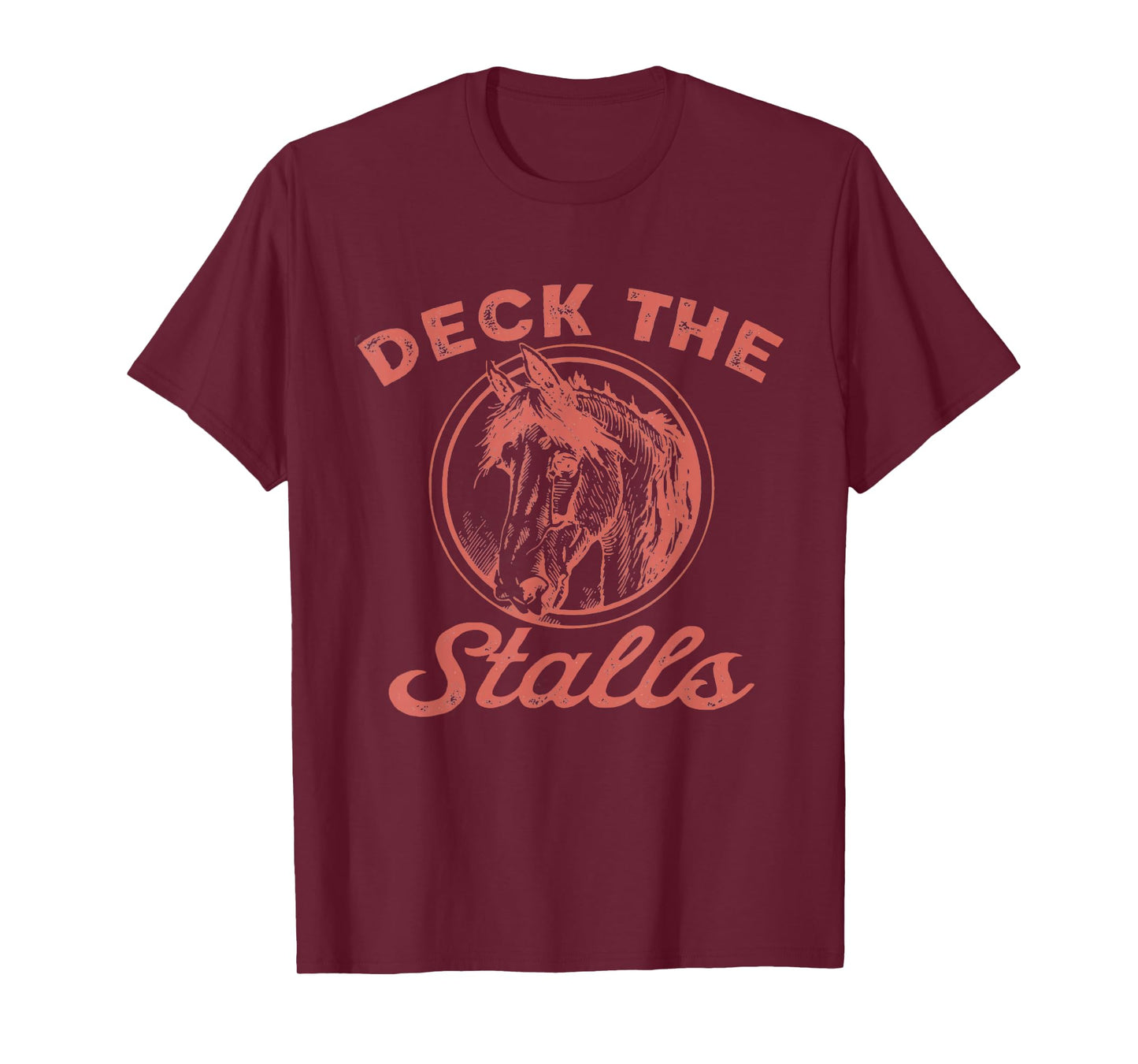 Women Deck the Stalls Horse Christmas Funny Horse Rider T-Shirt