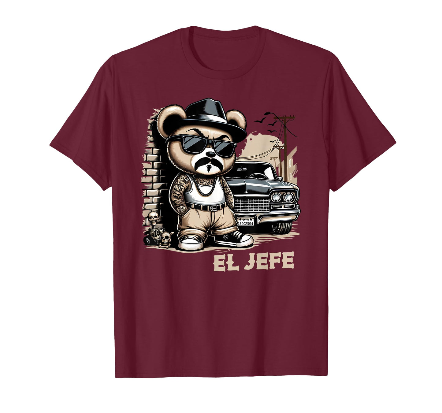 EL JEFE Hip Hop Teddy Bear Lowrider Shirt Chicano Cholo T-Shirt