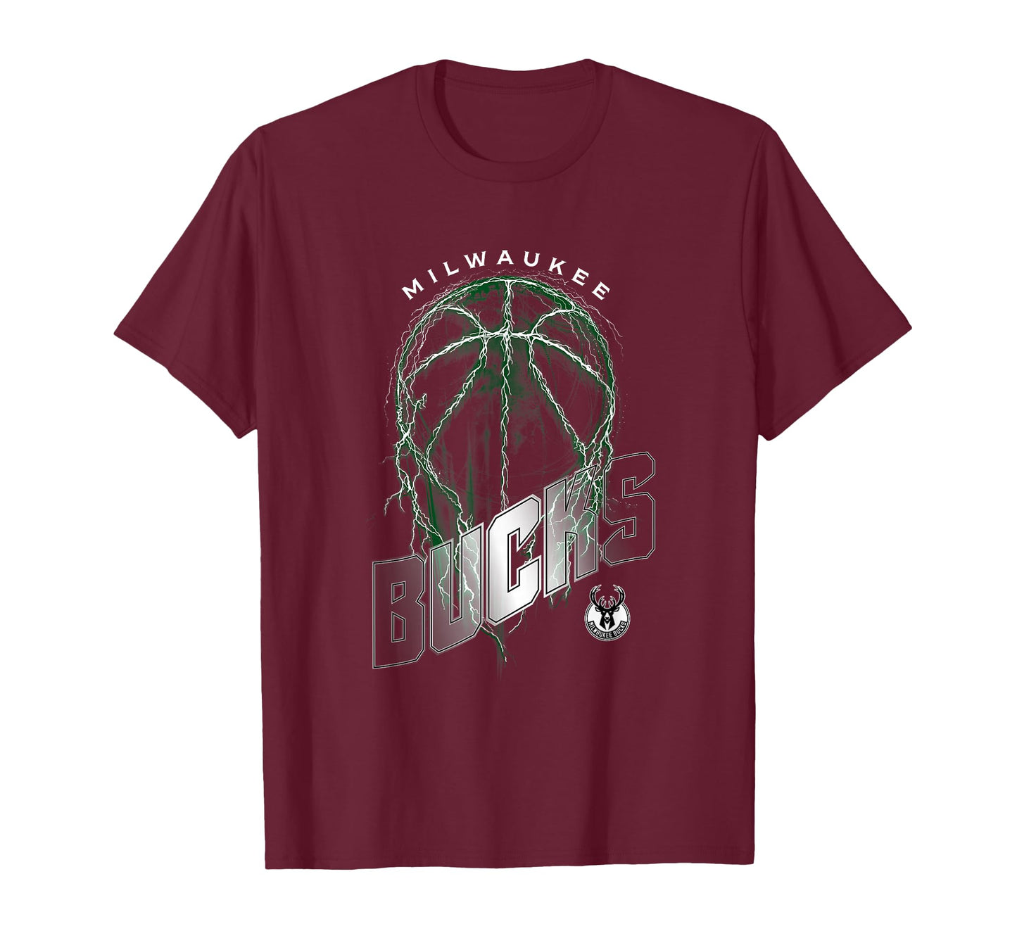 NBA Milwaukee Bucks Lightning Bolt Basketball Logo T-Shirt