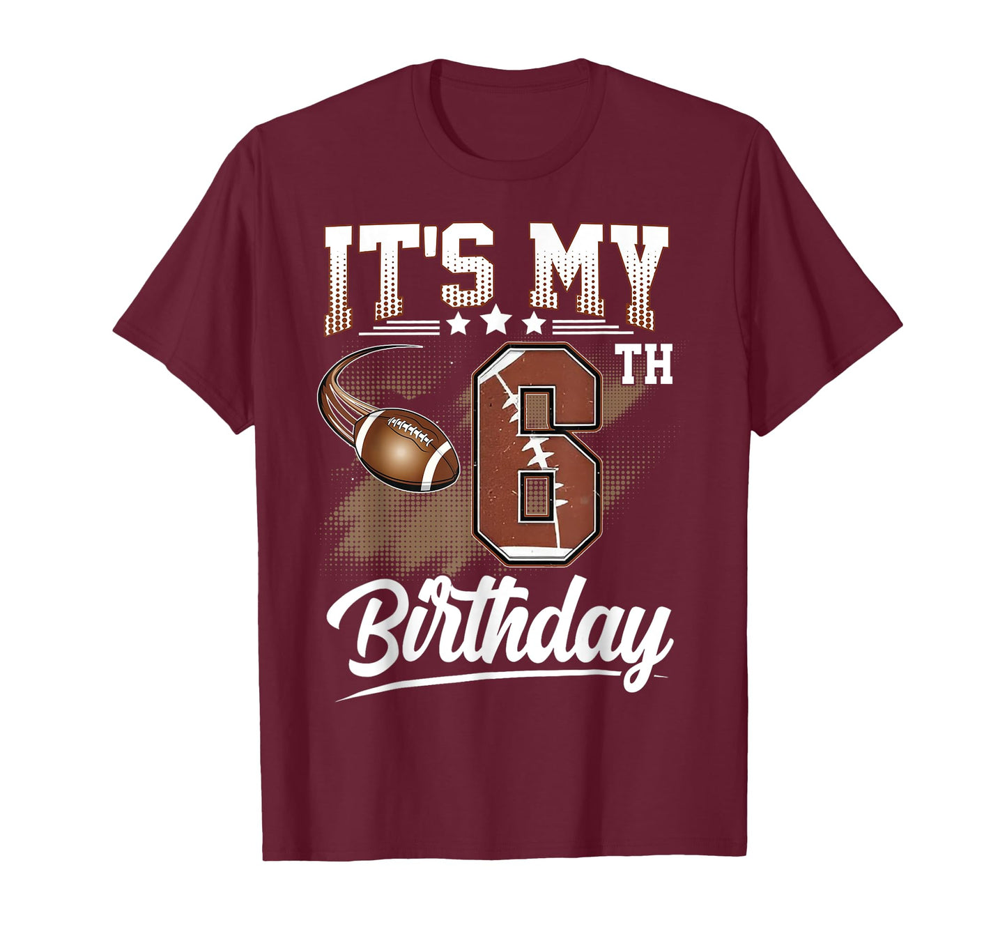 Kids 6 Year Old It's My 6th Birthday Football Themed Party T-Shirt