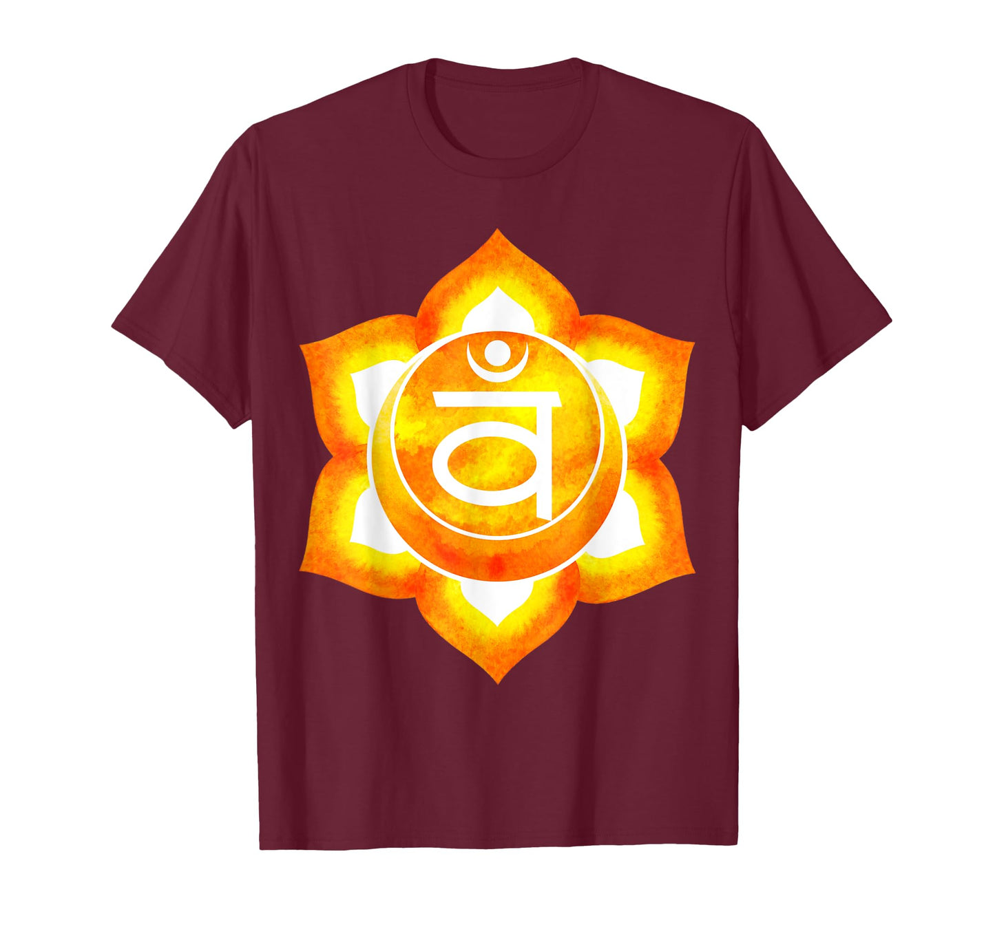 Sacral Chakra Orange Watercolor Om Mandala Lotus T-Shirt