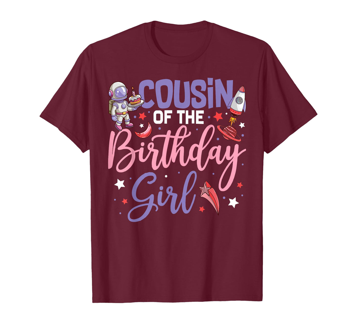 Two The Moon Cousin Of the Birthday Girl Astronaut Family T-Shirt