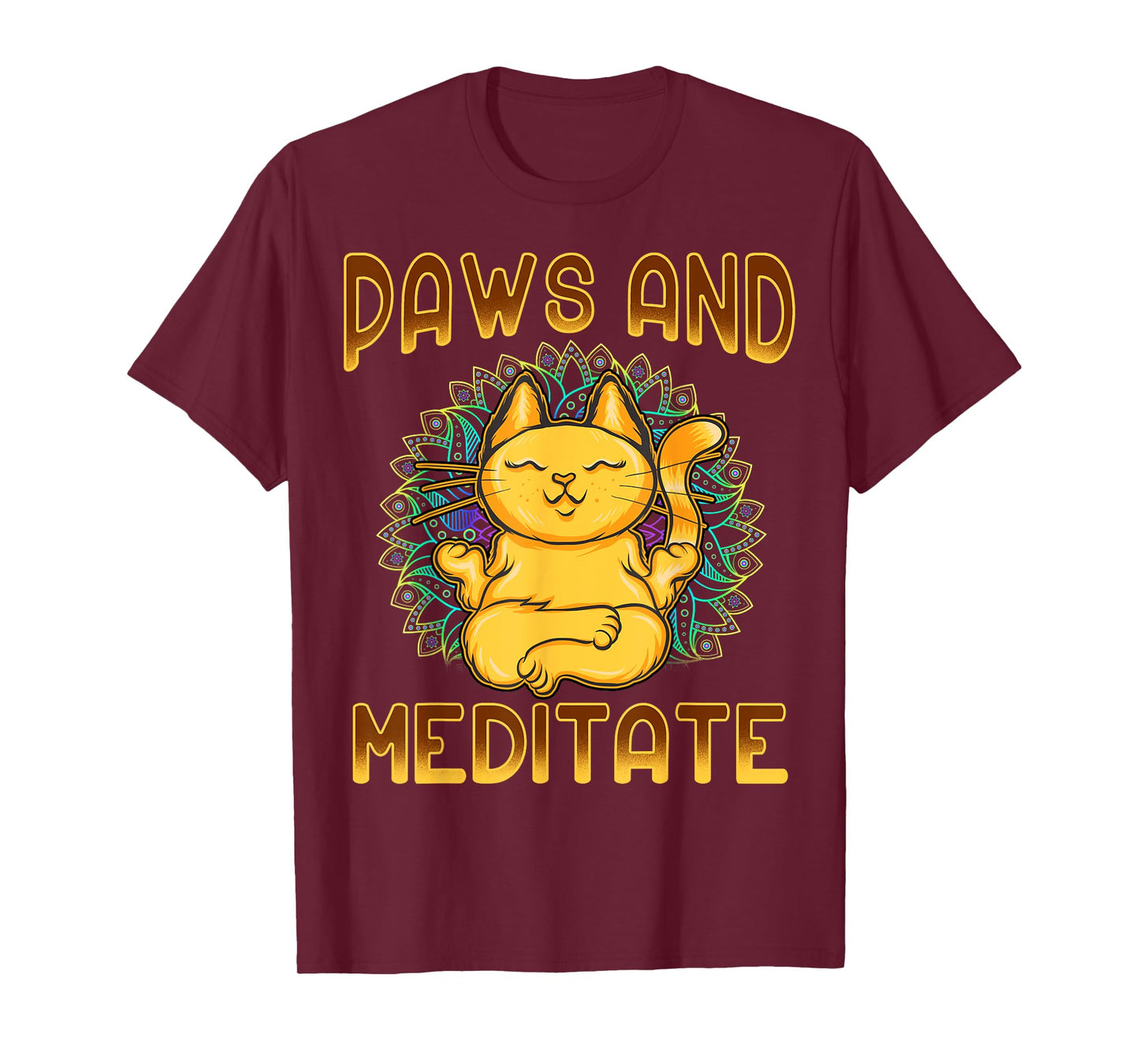 Yoga Paws And Meditate Funny Cat Lover Yogi Namaste Kitten Men Women Kids T-Shirt