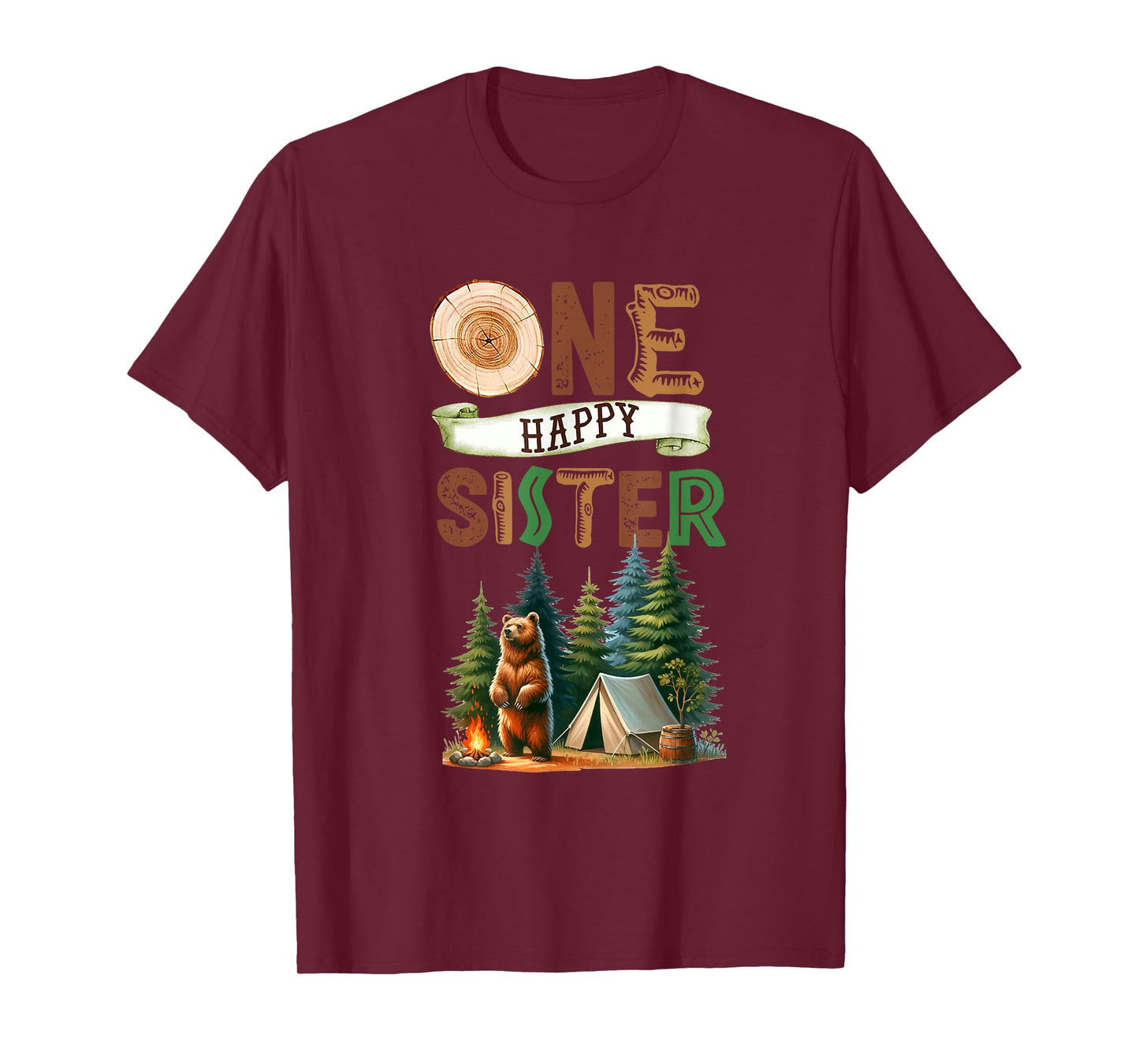 One Happy Sister Camper First Birthday Camping Bear Sister T-Shirt