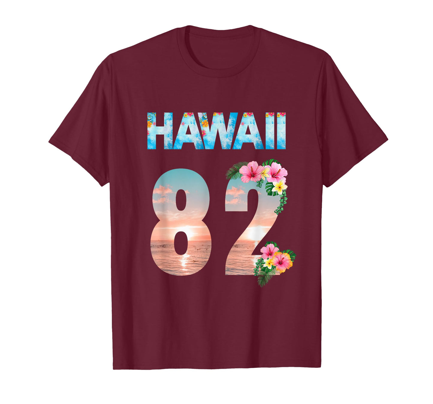 Hawaii 82 Years Old Aloha Beach Hibiscus Hawaiian T-Shirt