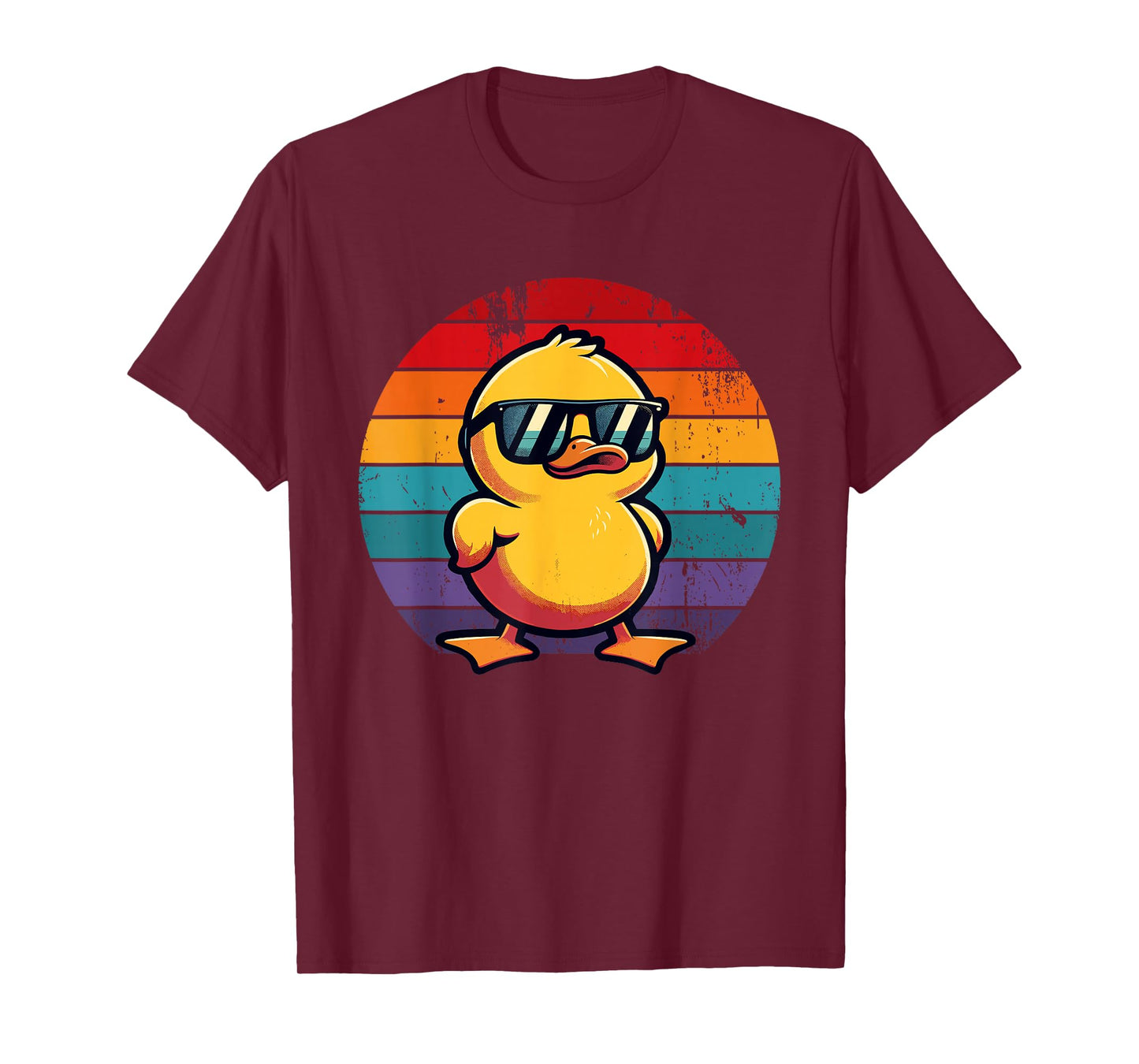 Cool Retro Yellow Duck in Sunglasses 70s 80s 90s Funny Duck T-Shirt