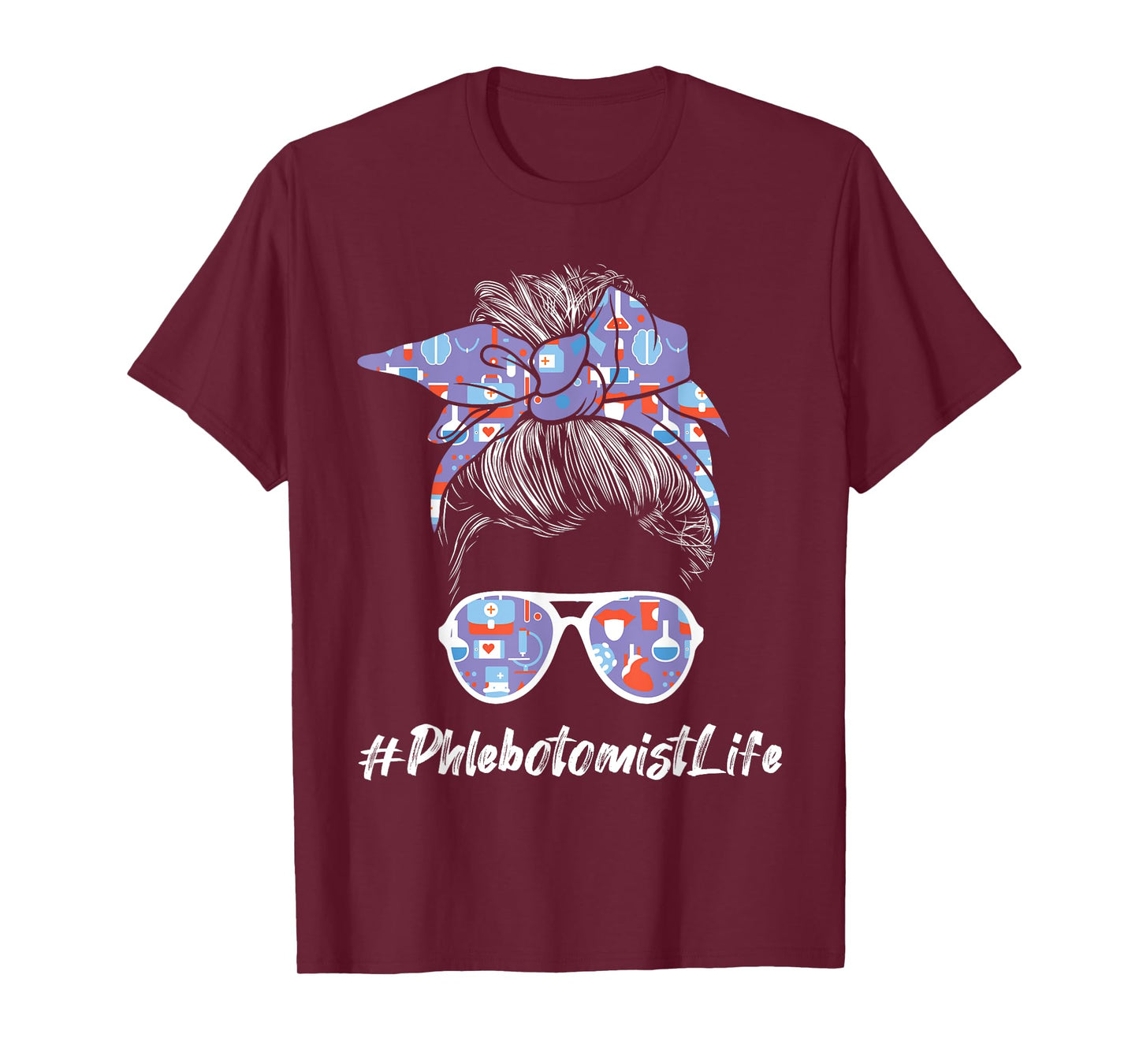 Phlebotomist Life - Woman Messy Hair Phlebotomy Technician T-Shirt