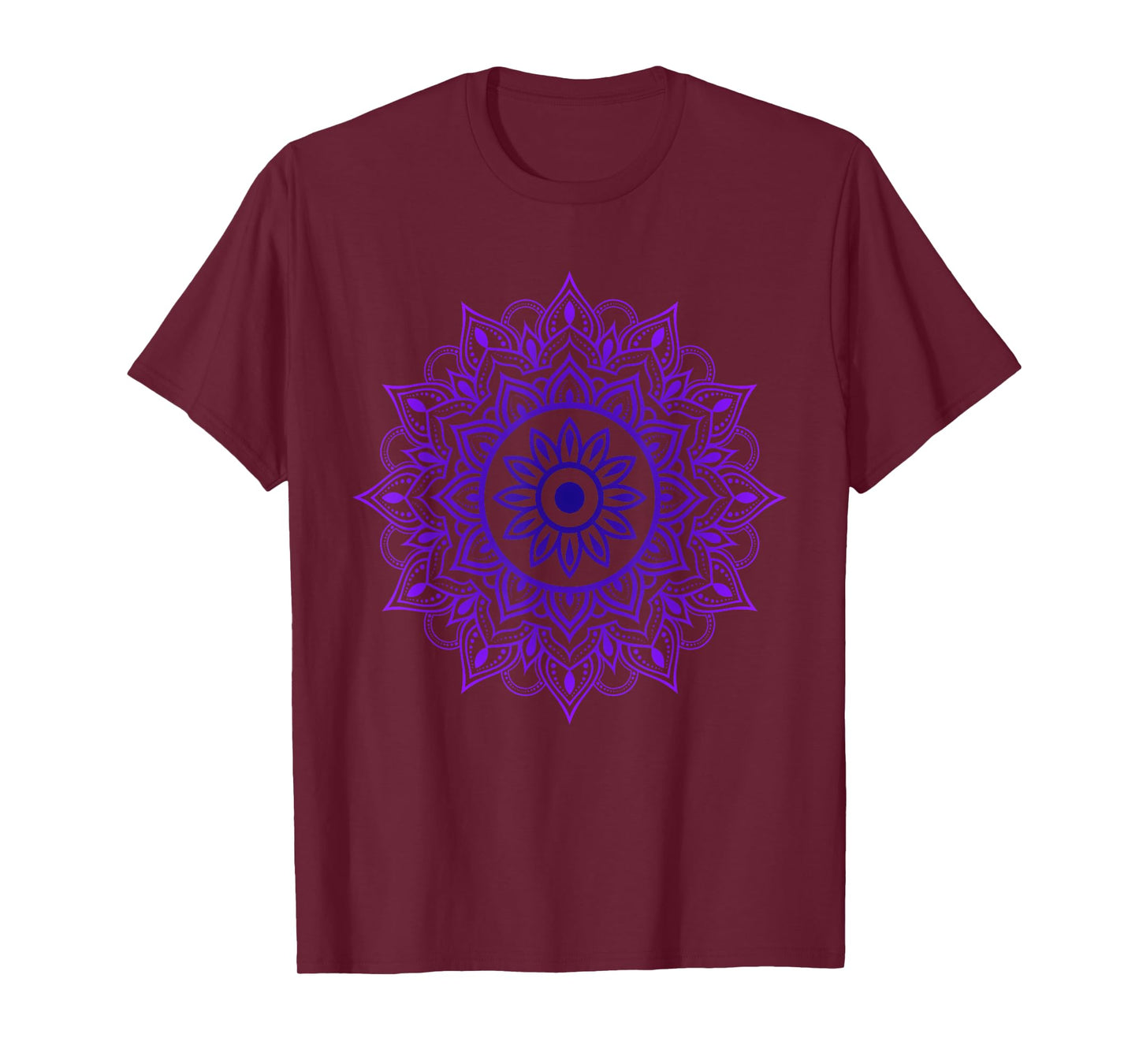 Purple Mandala Pattern Meditation Colorful Geometric Shapes T-Shirt