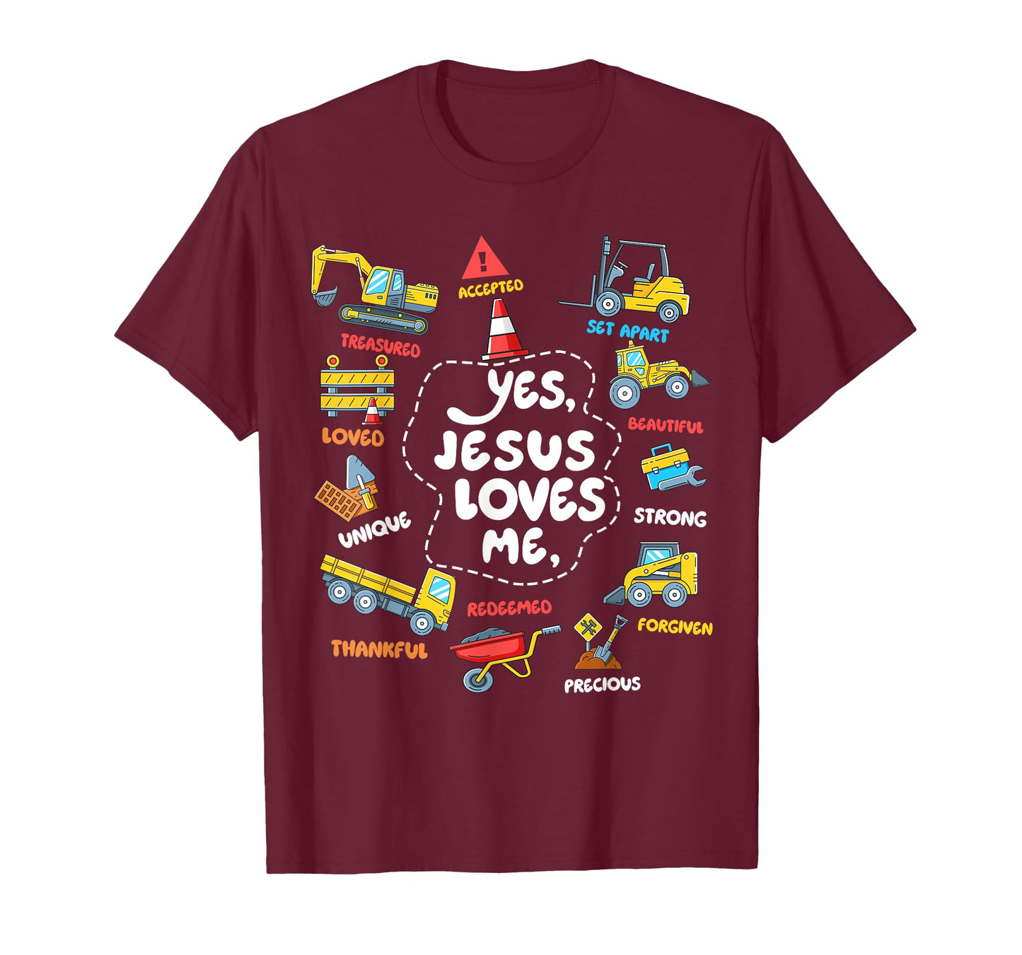 Yes Jesus Loves Me Christian Boys Toddler Construction Truck T-Shirt