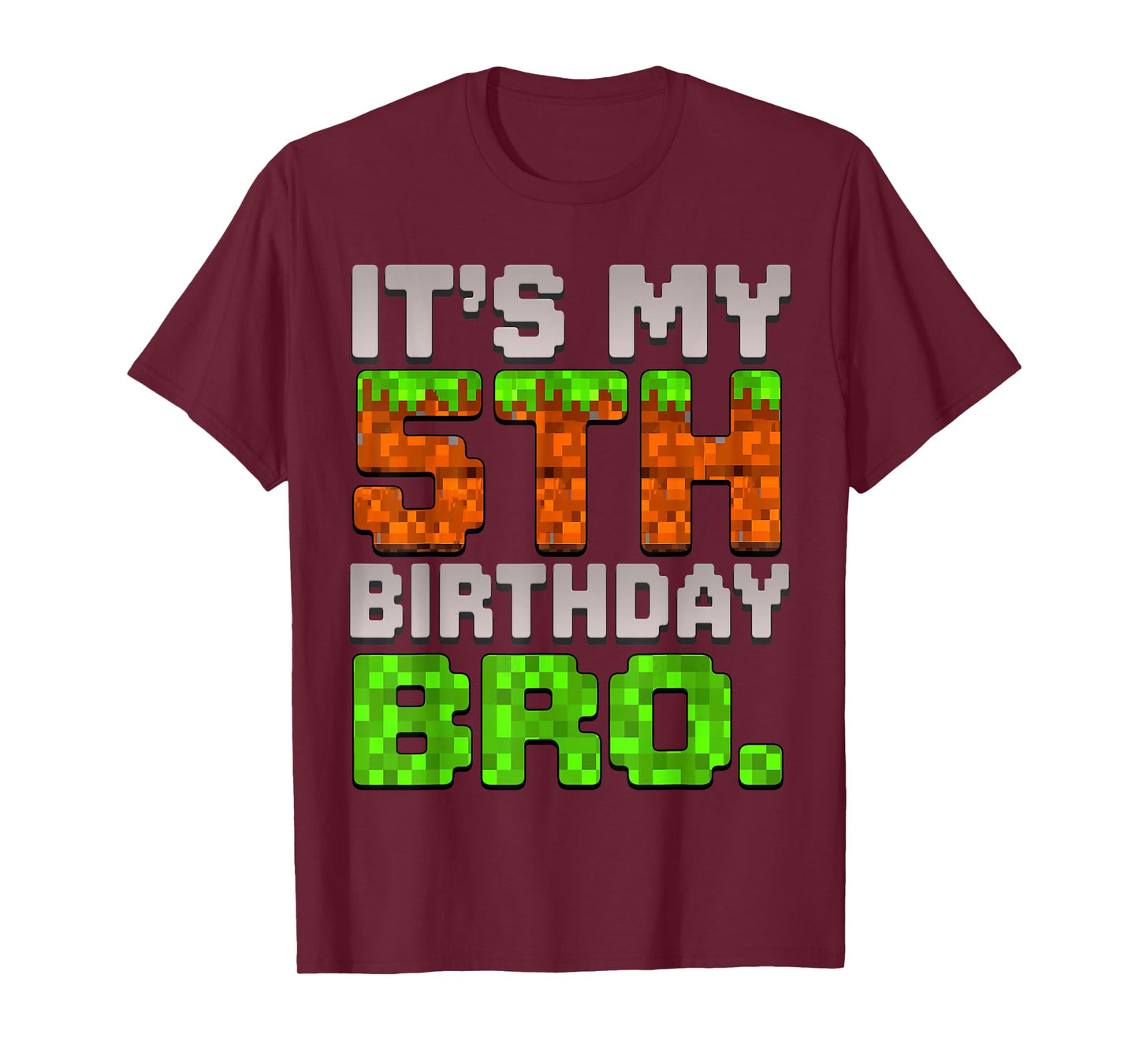 Kids Boy It's My 5th Birthday Bro Video Game Pixel T-Shirt