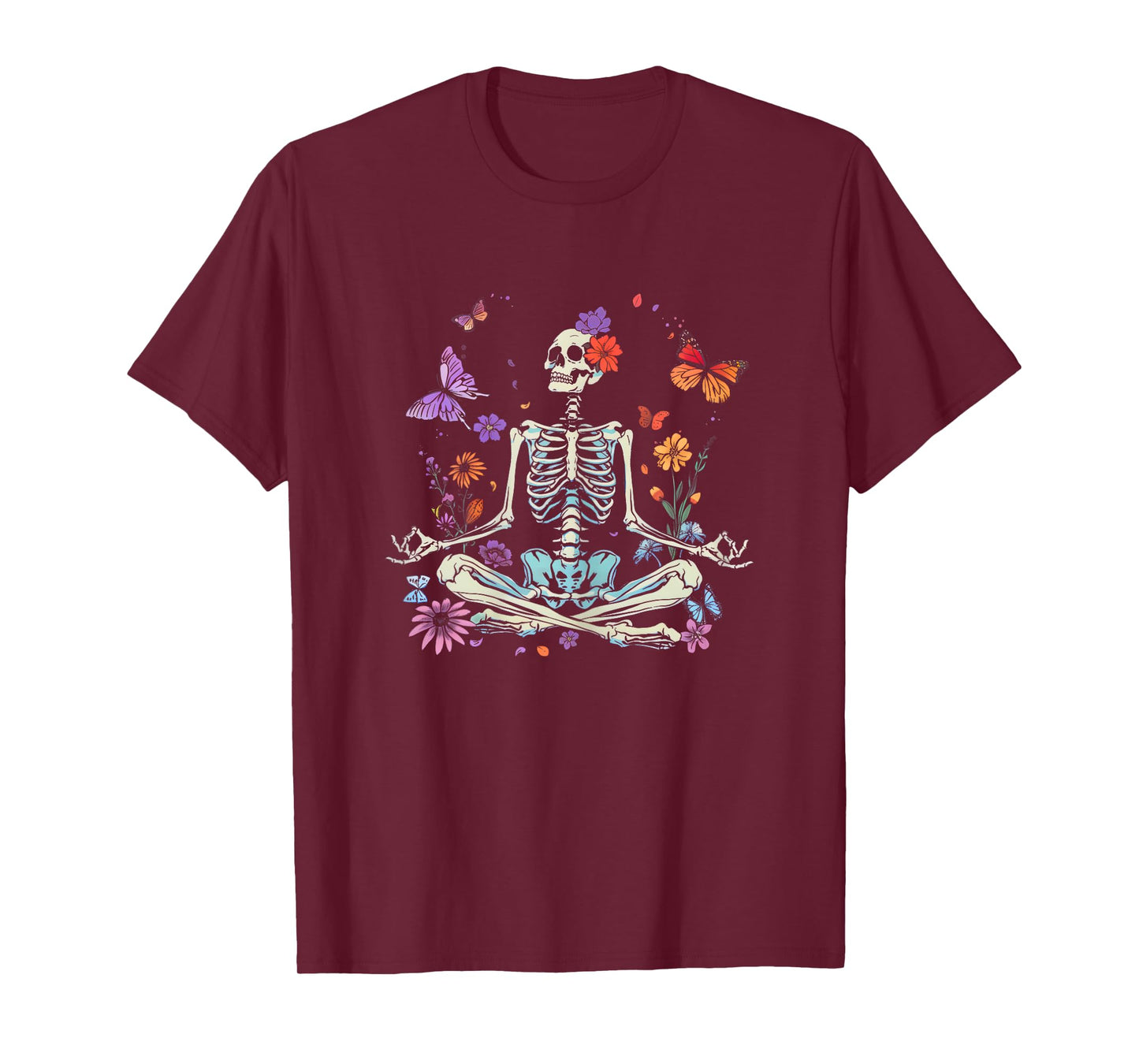 Women Yoga Skeleton Halloween Funny Meditating Skeleton Mama T-Shirt