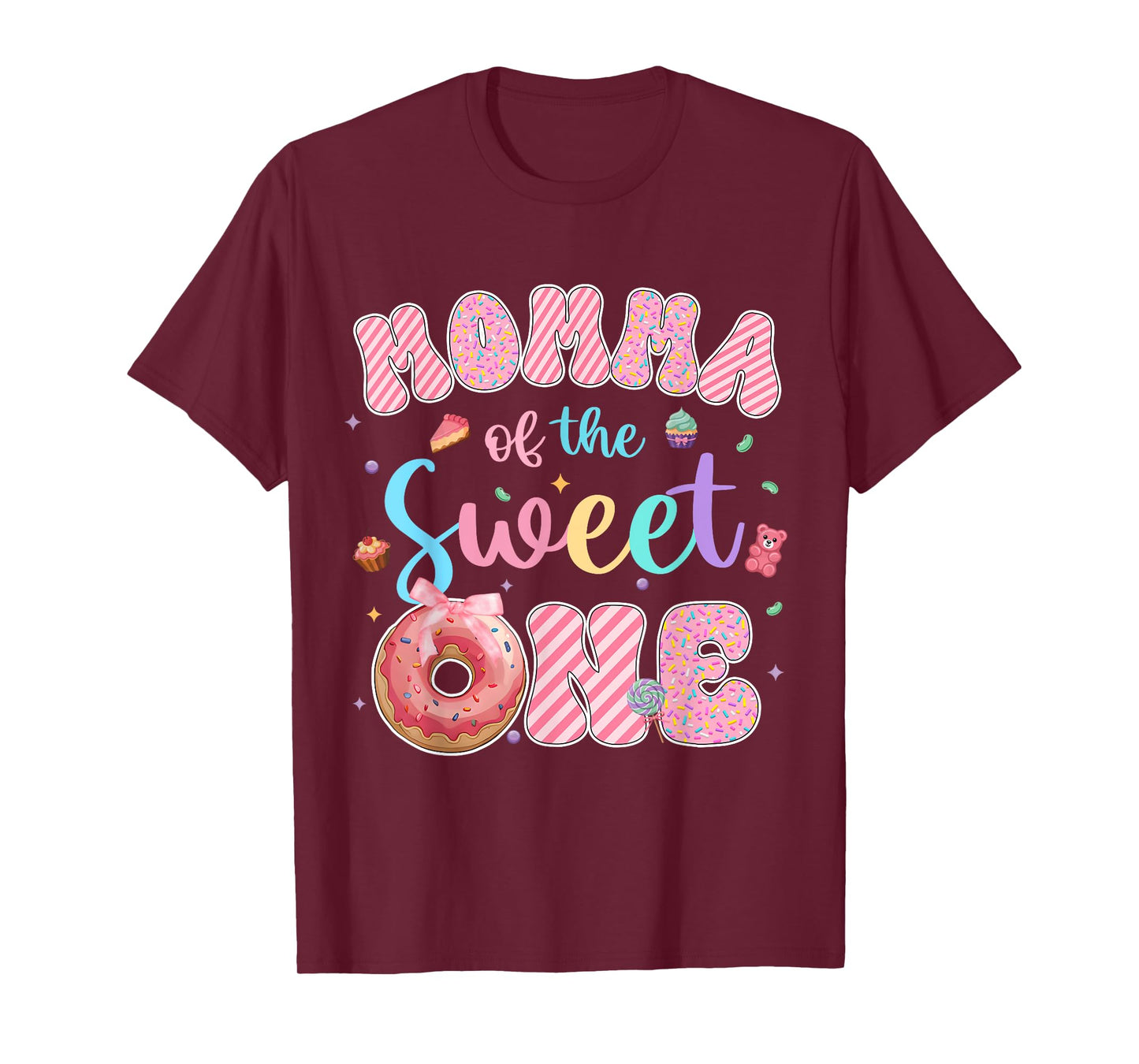 Momma of The Sweet One Donut First Birthday Matching T-Shirt