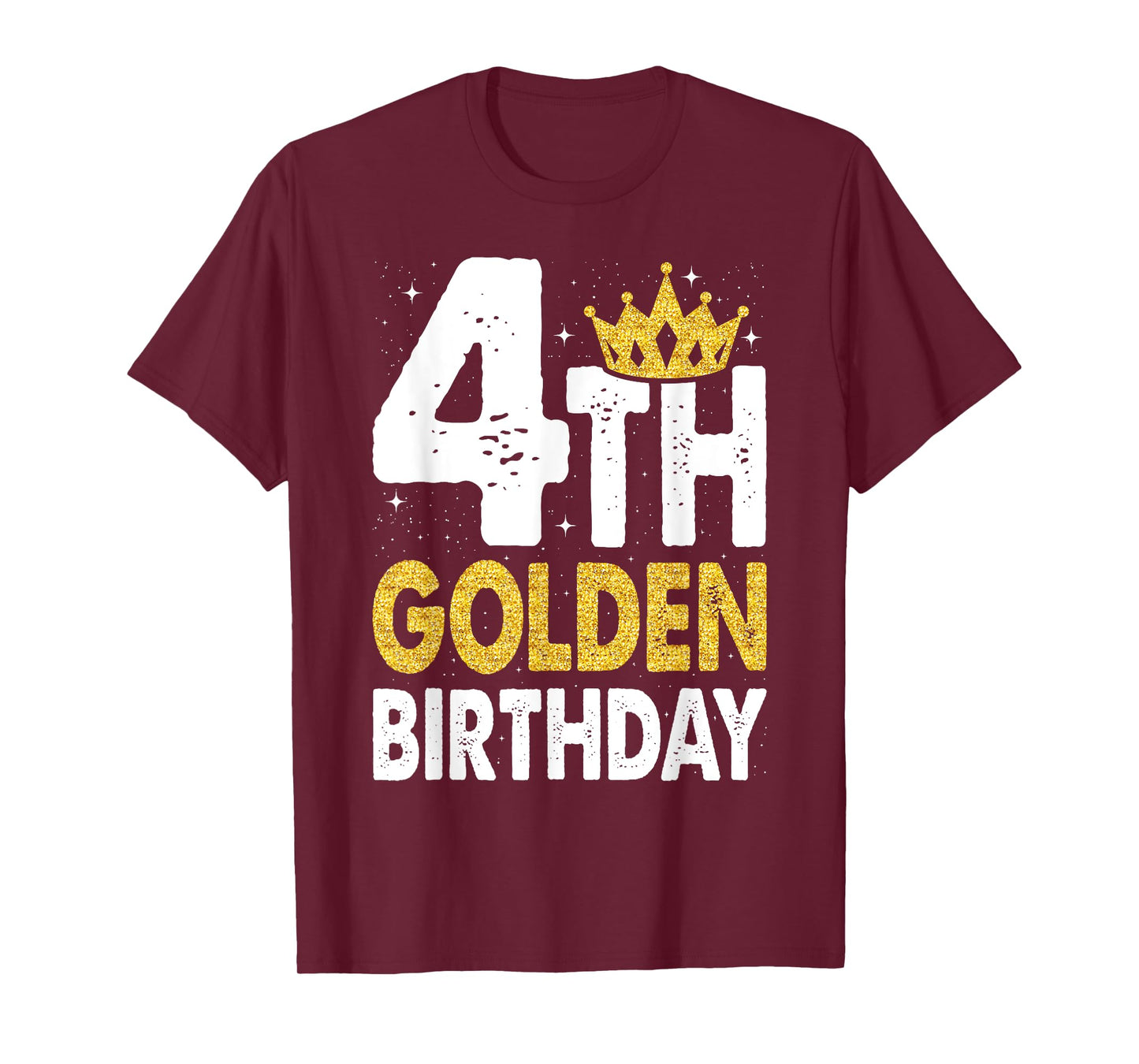 Kids 4th Golden Birthday Year Age Crown T-Shirt
