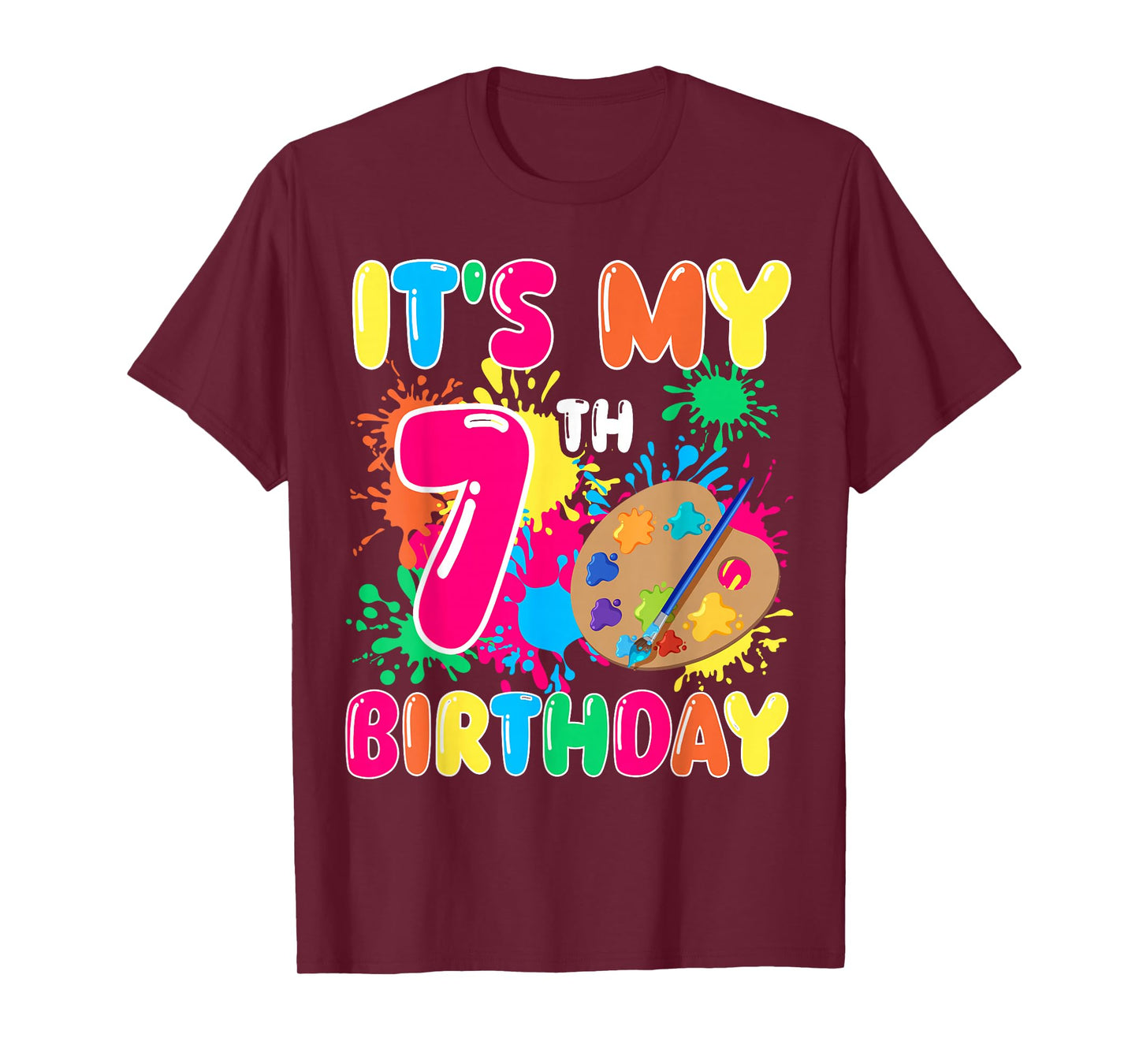 It's My 7th Birthday Painting Art 7 Year Old Bday Artist T-Shirt