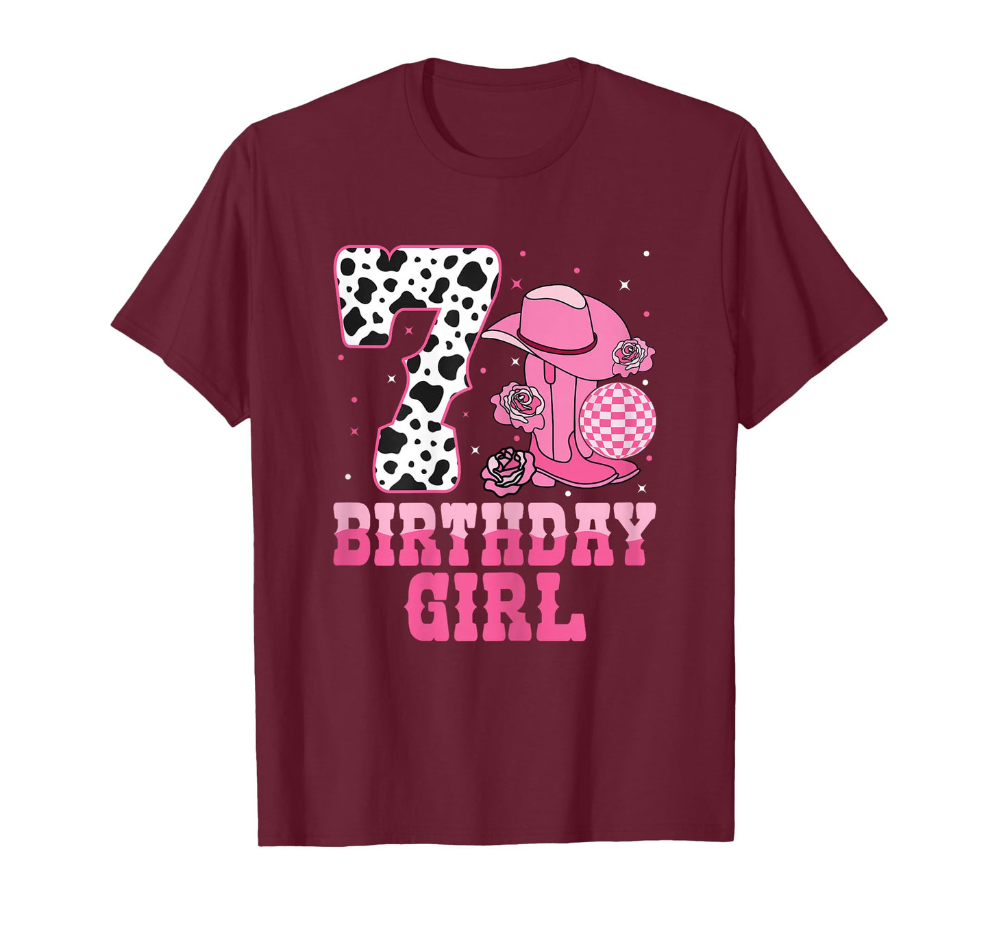 Western 7th Birthday Party 7 Years Old Birthday Cowgirl T-Shirt