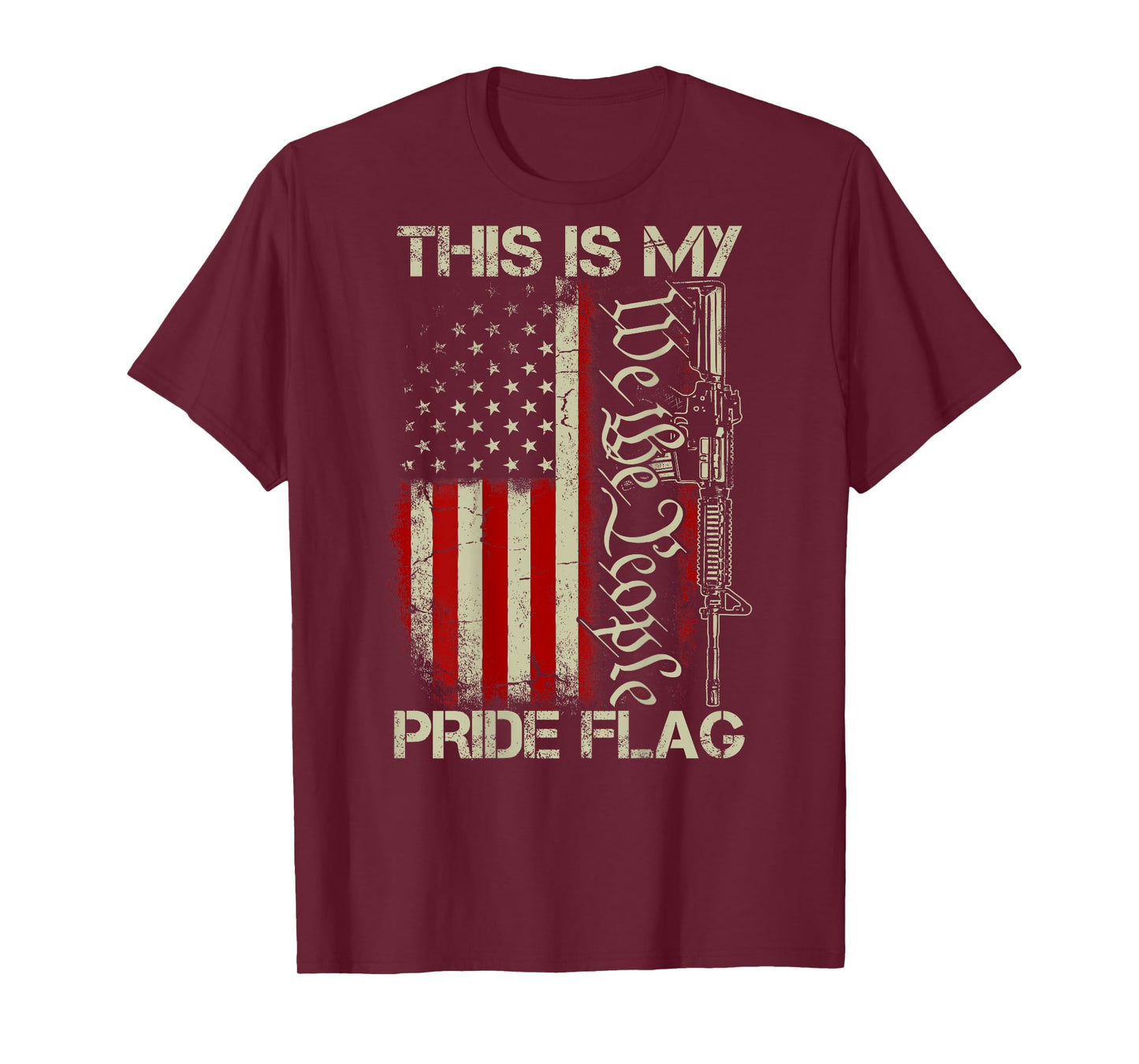 This Is My Pride Flag USA Patriots Gun American Flag on back Men T-Shirt
