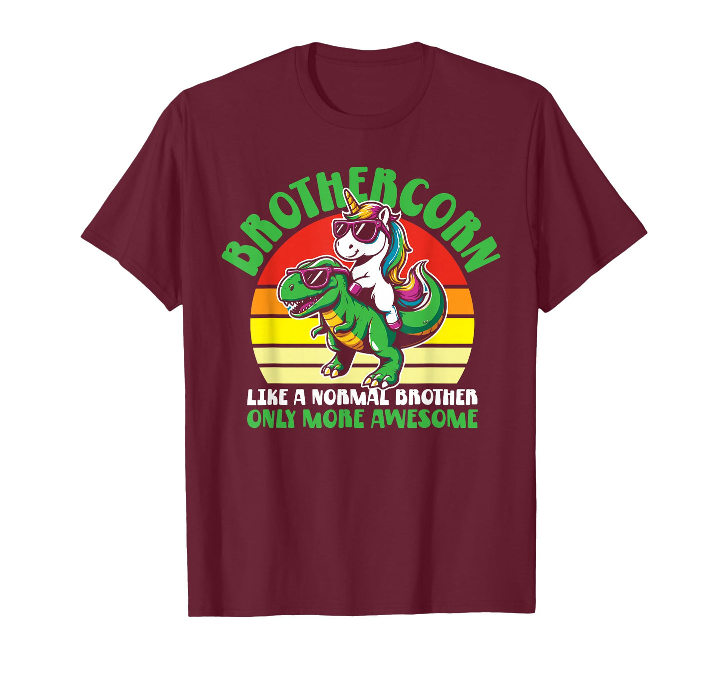 Brothercorn Funny Unicorn Riding T-Rex For Boys Kids Retro T-Shirt