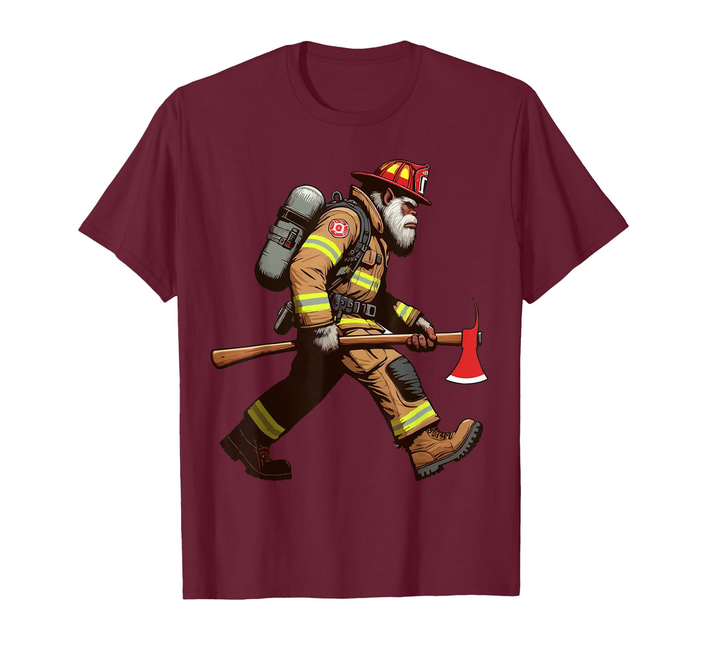 Firefighter Sasquatch Tee Big Foot Fireman Rescuer Yeti T-Shirt