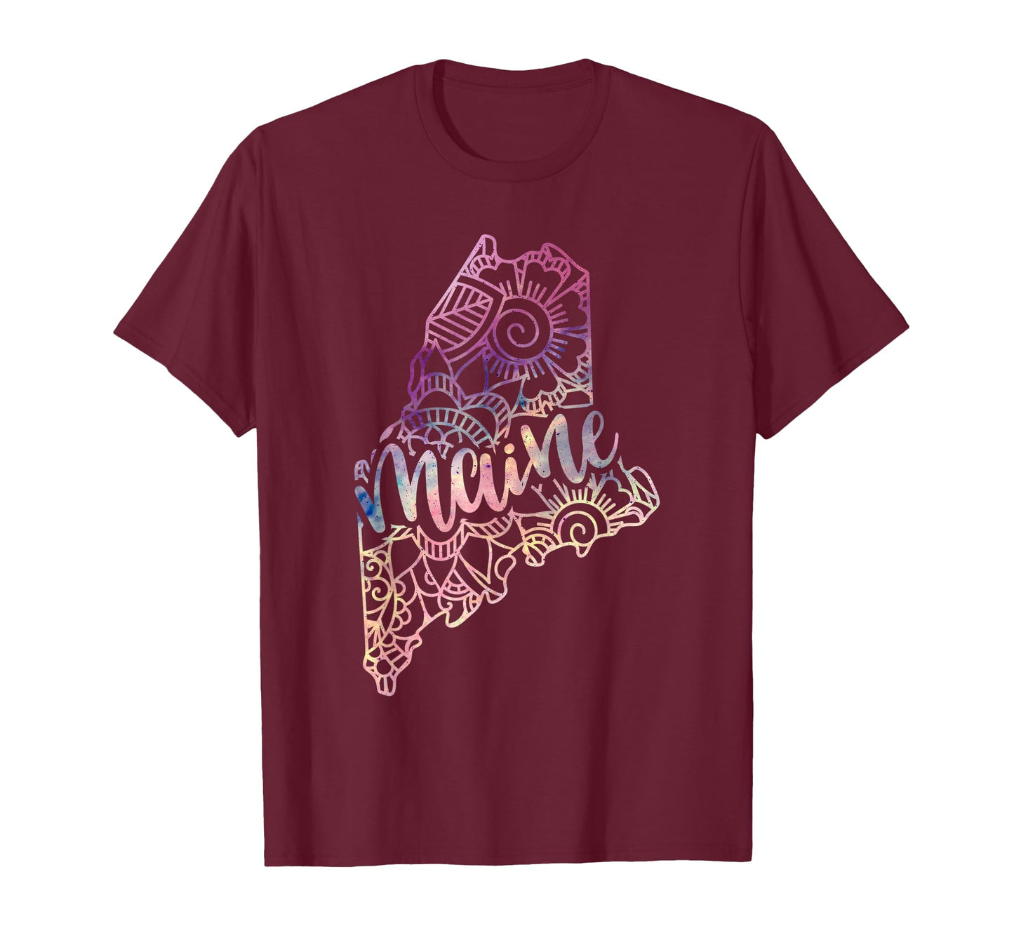 Maine Mandala Flowers Hippy Boho Ornate Yoga Men Women T-Shirt