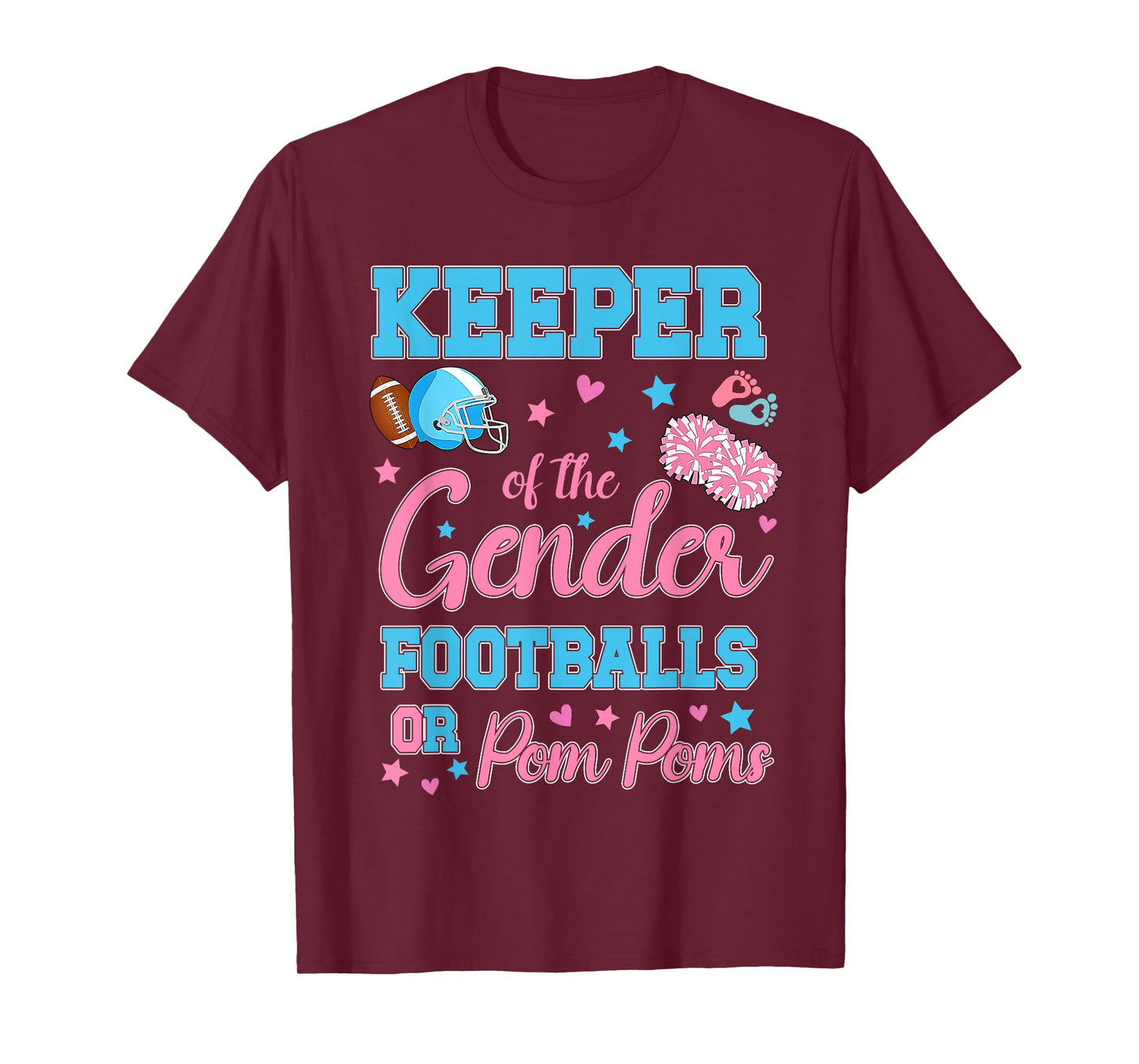 Football or Pom Poms Cute Keeper of Gender Baby Reveal Party T-Shirt