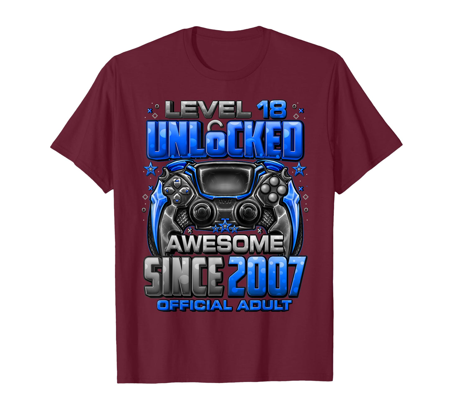 Level 18 Unlocked Awesome Since 2007 18th Birthday Gaming T-Shirt