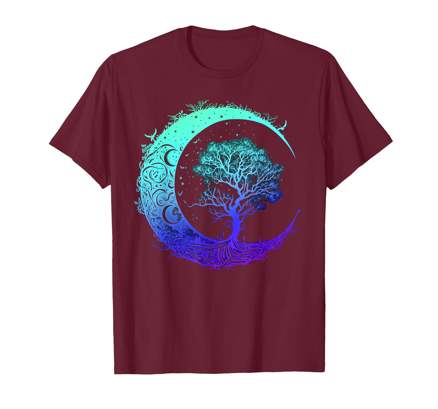 Tree of Life Crescent Moon Mandala Chakra Yoga Indigo T-Shirt