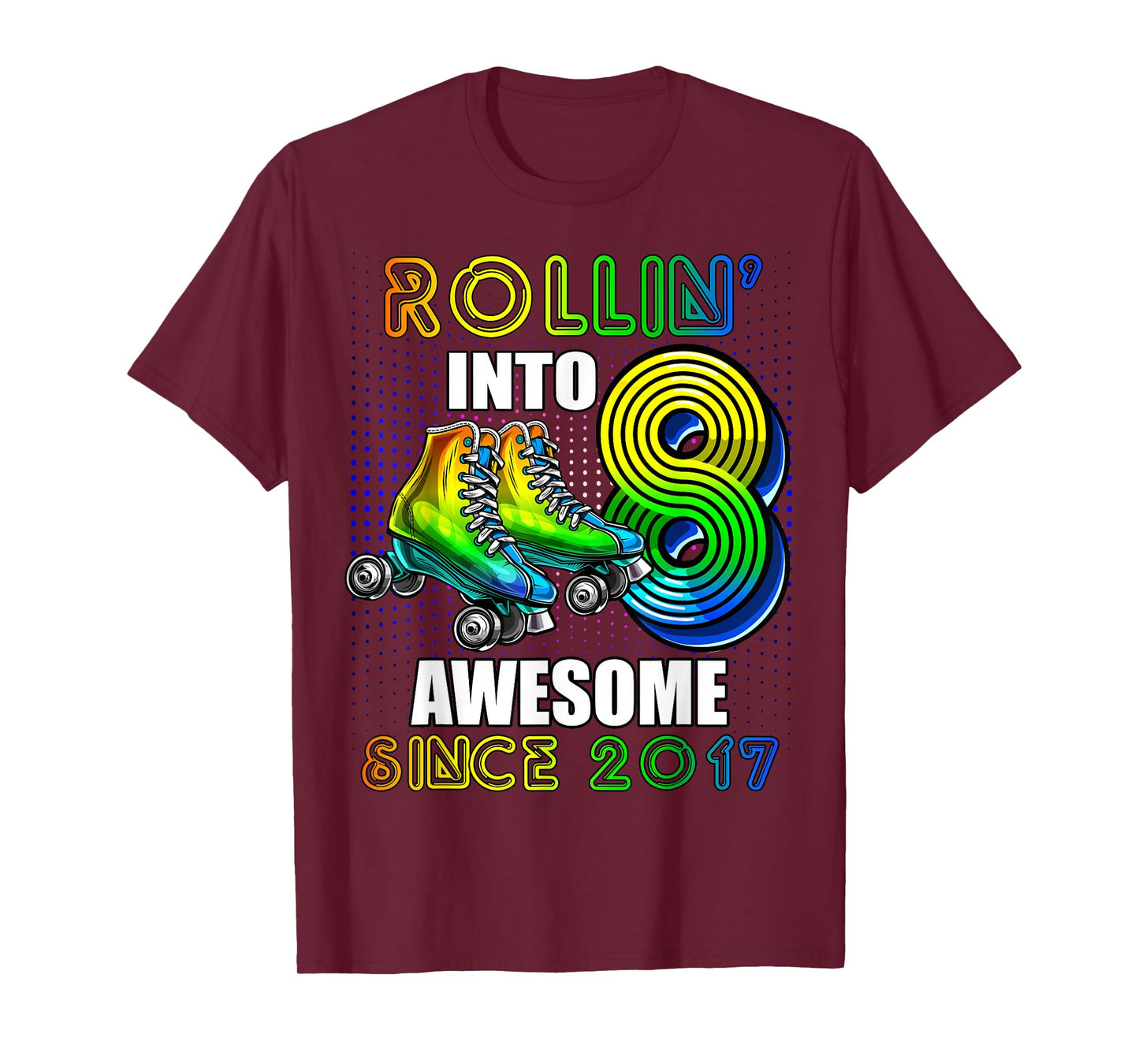 Birthday Roller Skating 8th Girls Rollin into 8 Skate Party T-Shirt