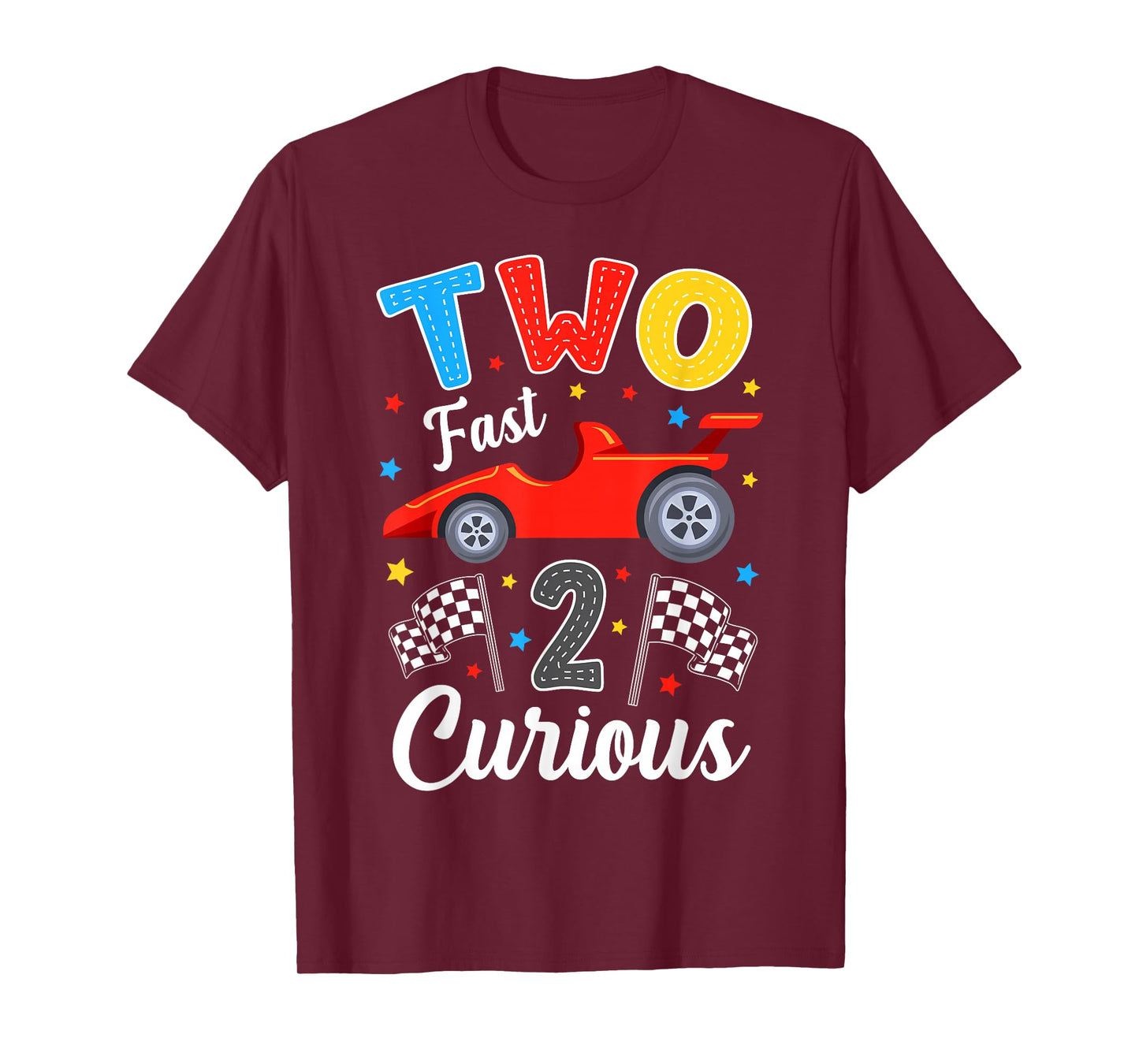 Two Fast 2 Curious Racing 2nd Birthday Boy Girl T-Shirt