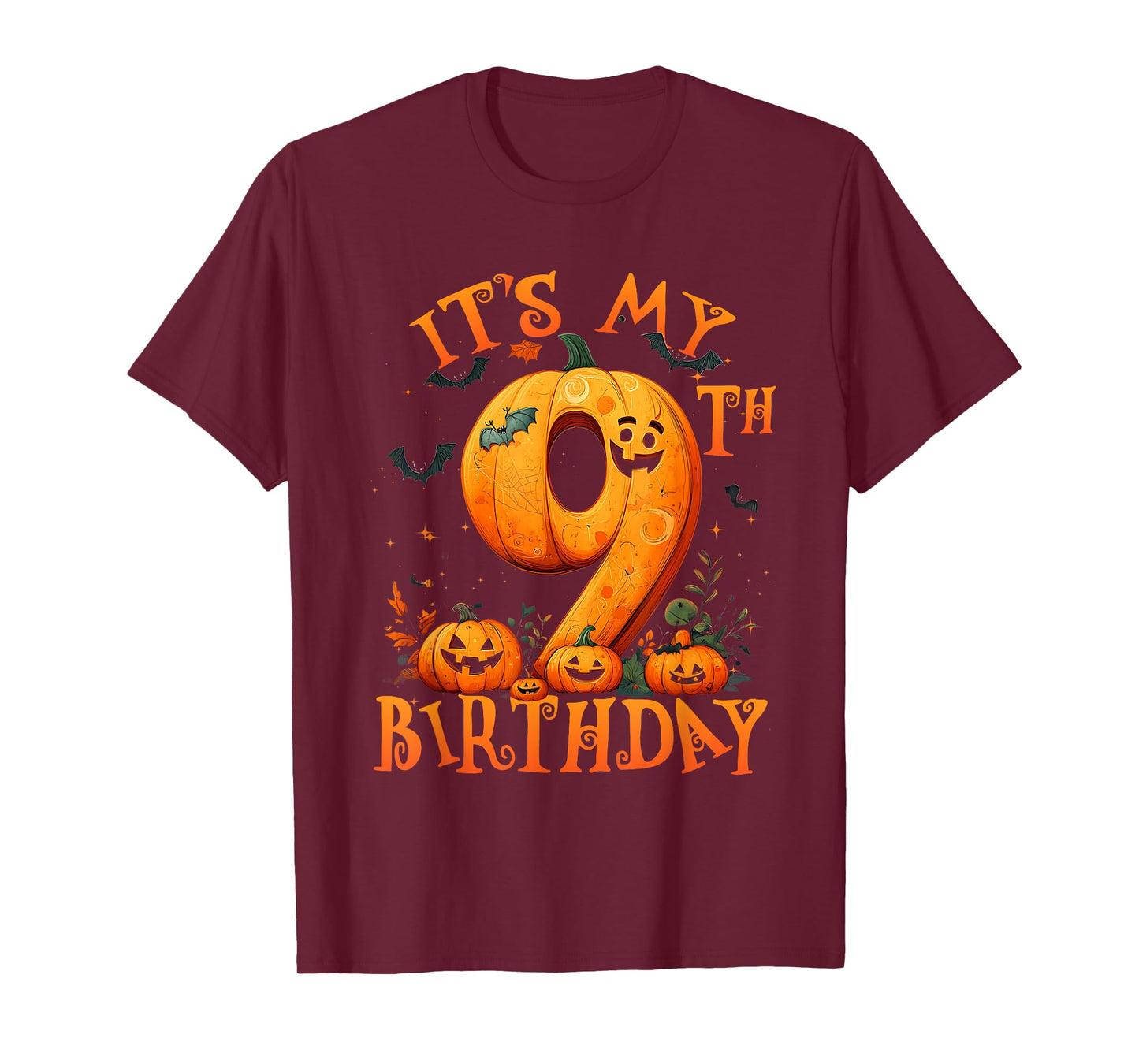 Boo It's My 9th Birthday Halloween Pumpkin 9 Years Old T-Shirt
