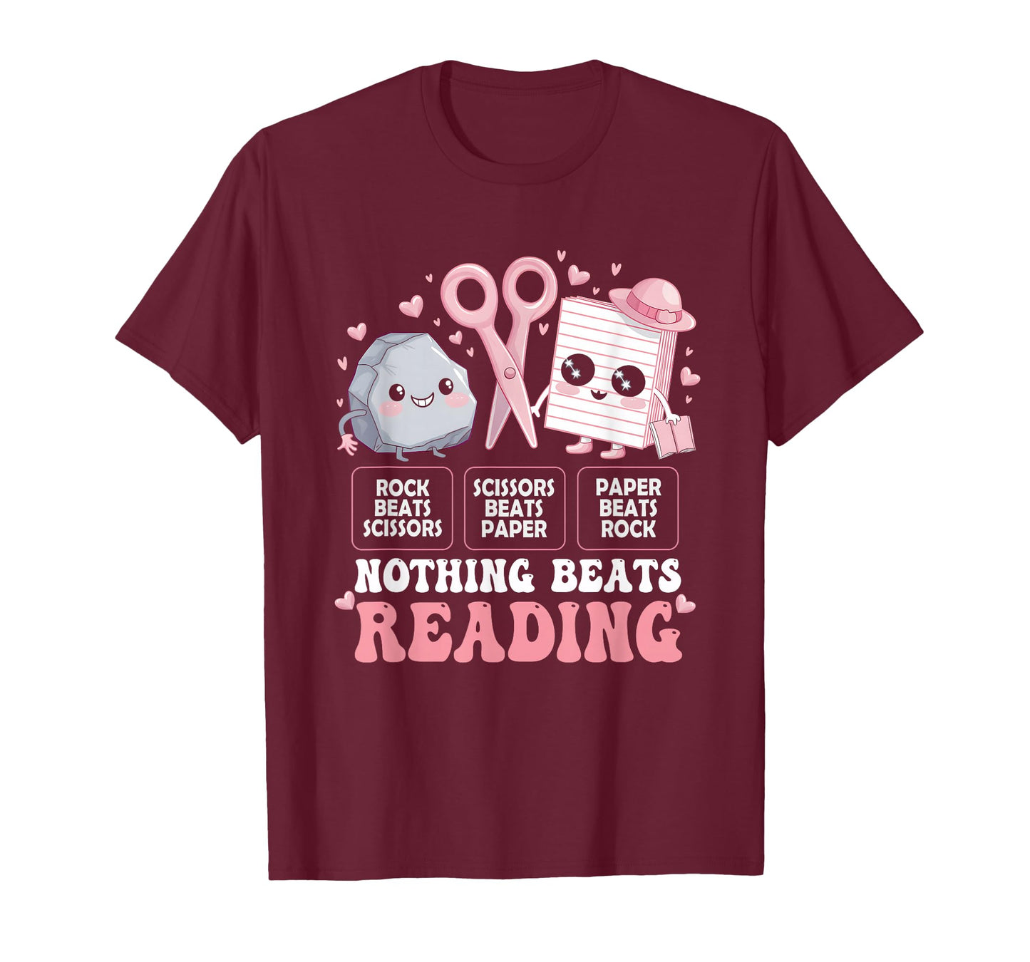 Nothing Beats Reading Book Librarian Rock Paper Scissors T-Shirt