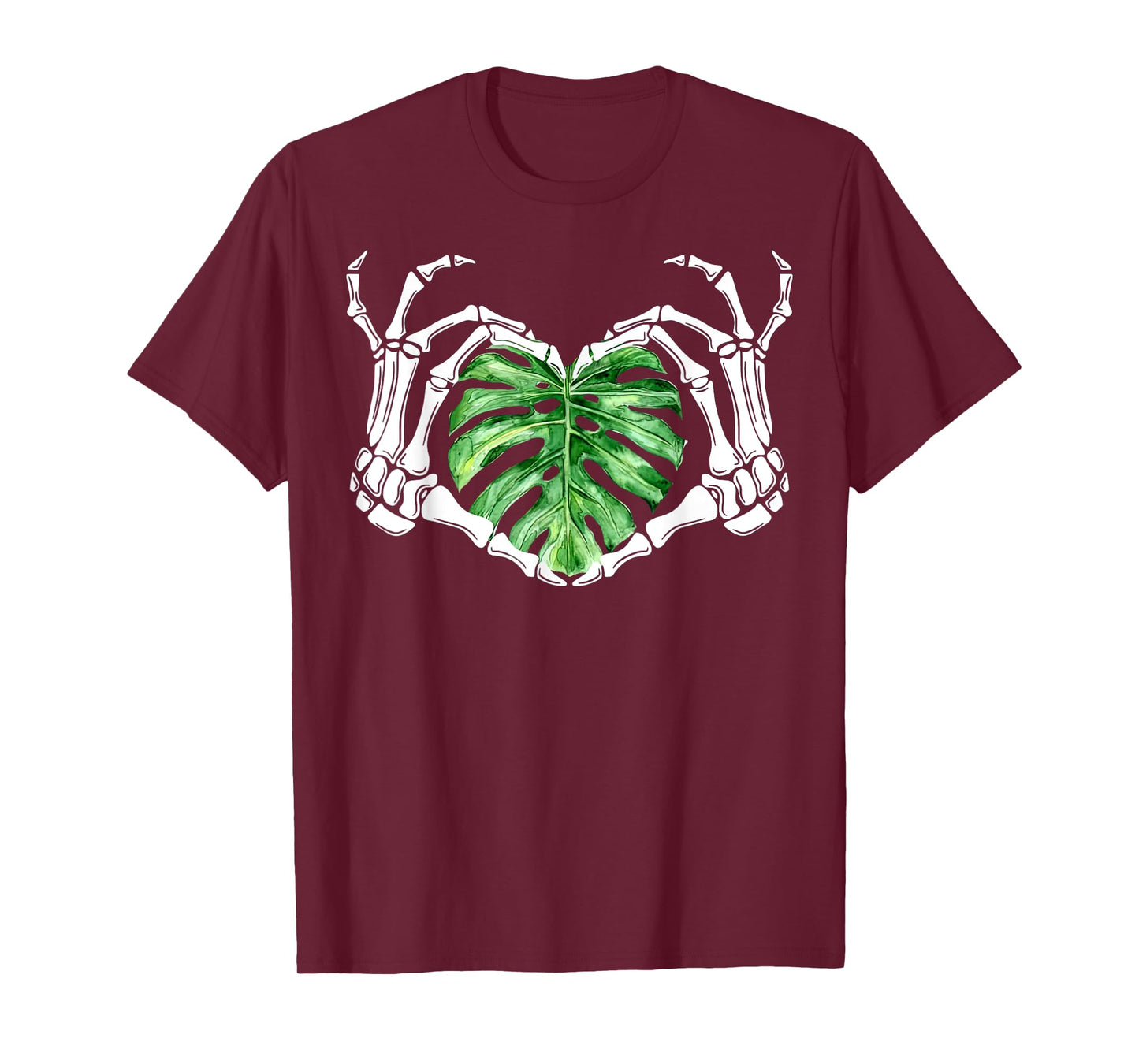 Skeleton Hands Heart Monstera Houseplant Botanical Gardening T-Shirt