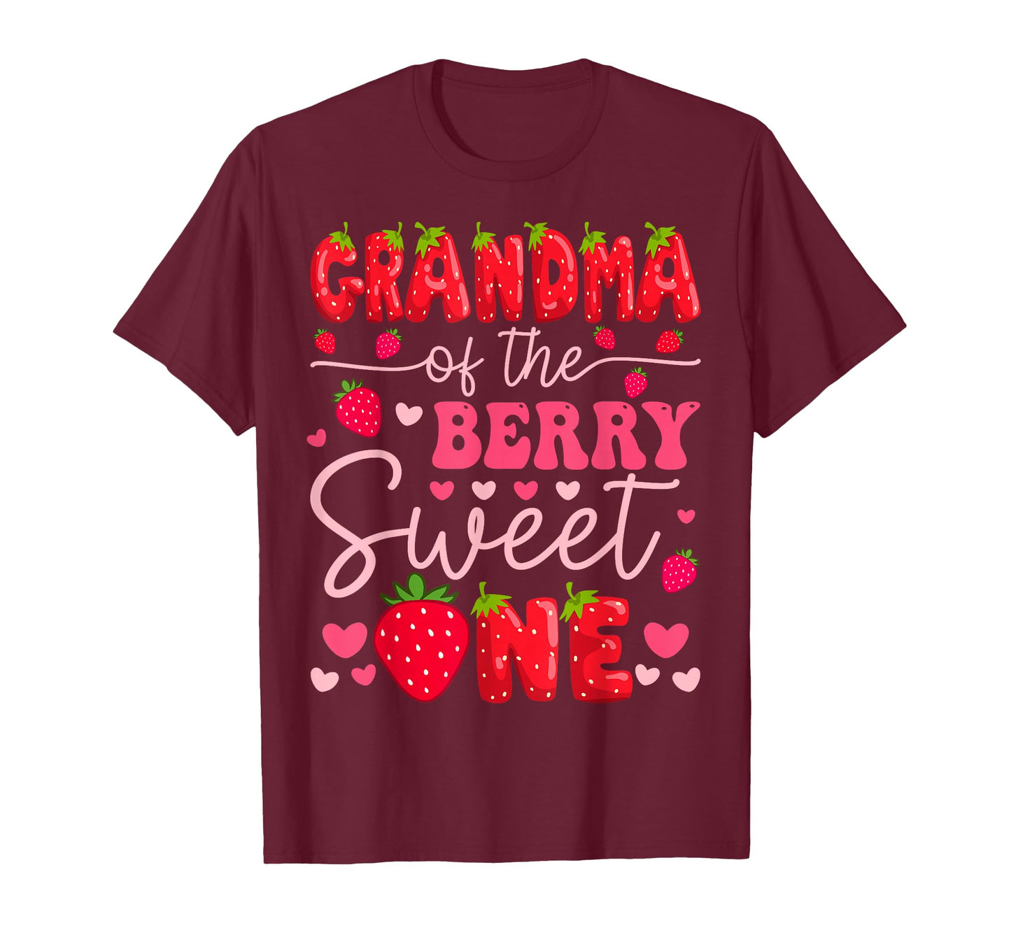 Grandma Of The Berry Sweet One Strawberry 1St Birthday Girl T-Shirt