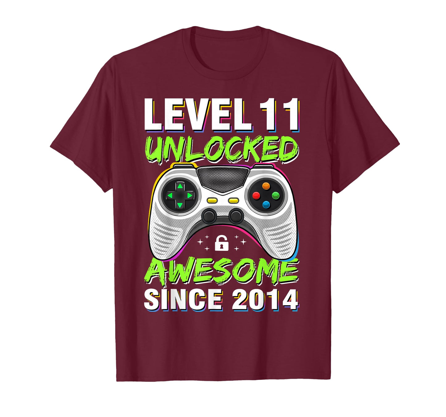 Level 11 Unlocked Awesome Since 2014 11th Birthday Gaming T-Shirt