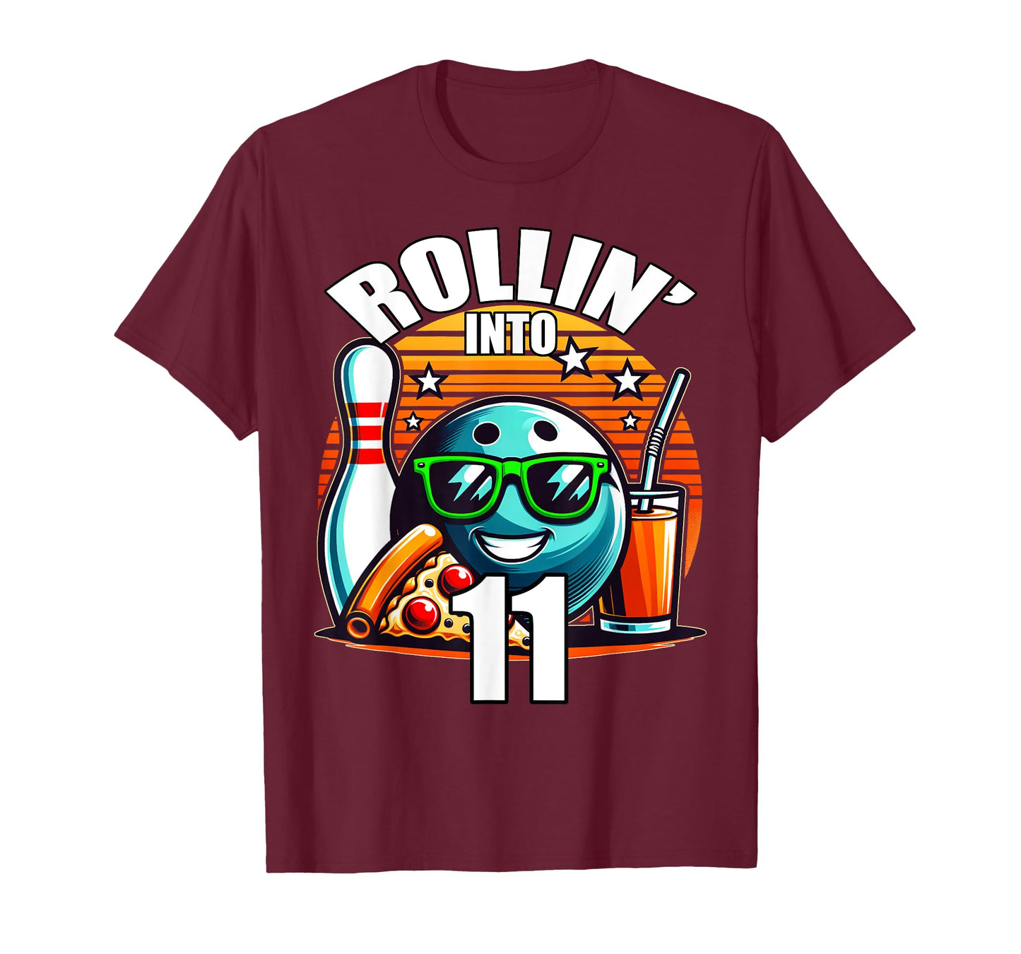 Rollin into 11 Bowling Birthday Party 11th Birthday Kids T-Shirt