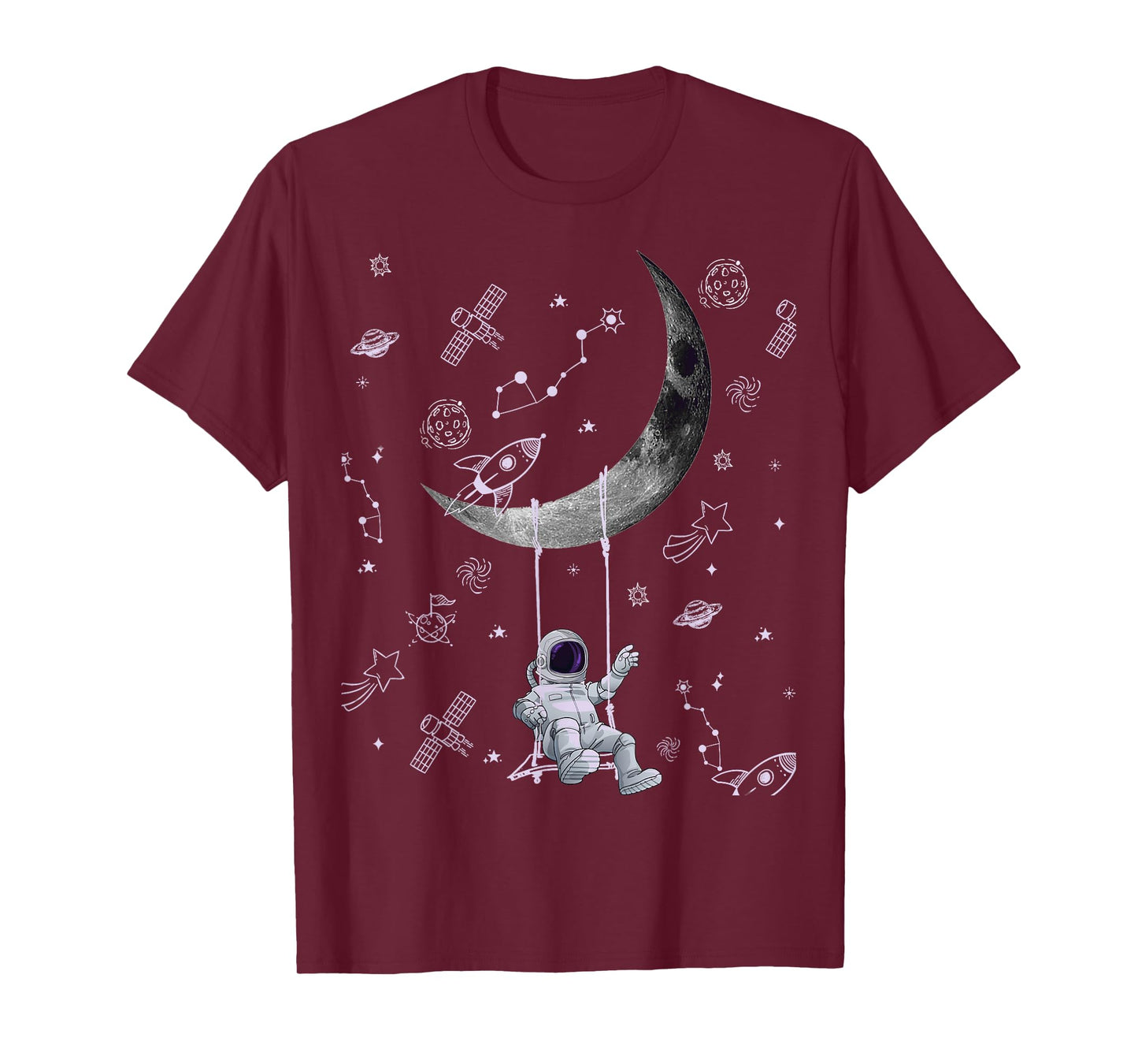 Funny Astronaut Purple Moon Swing NASA Space Science Teacher T-Shirt