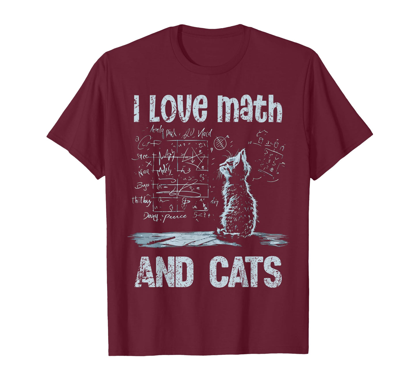 I Love Math And Cats Funny Cat Lover Science Teacher Student Men Women Kids T-Shirt