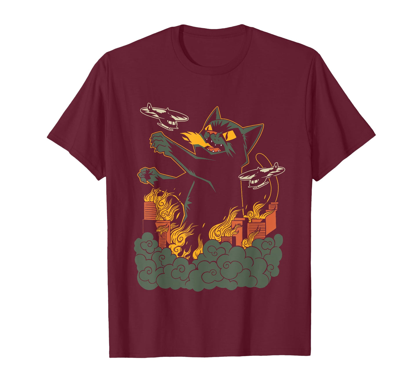Kaiju Cat Anime Comic Art Japanese Zilla Big Cat Graphic T-Shirt for Men Women Kids