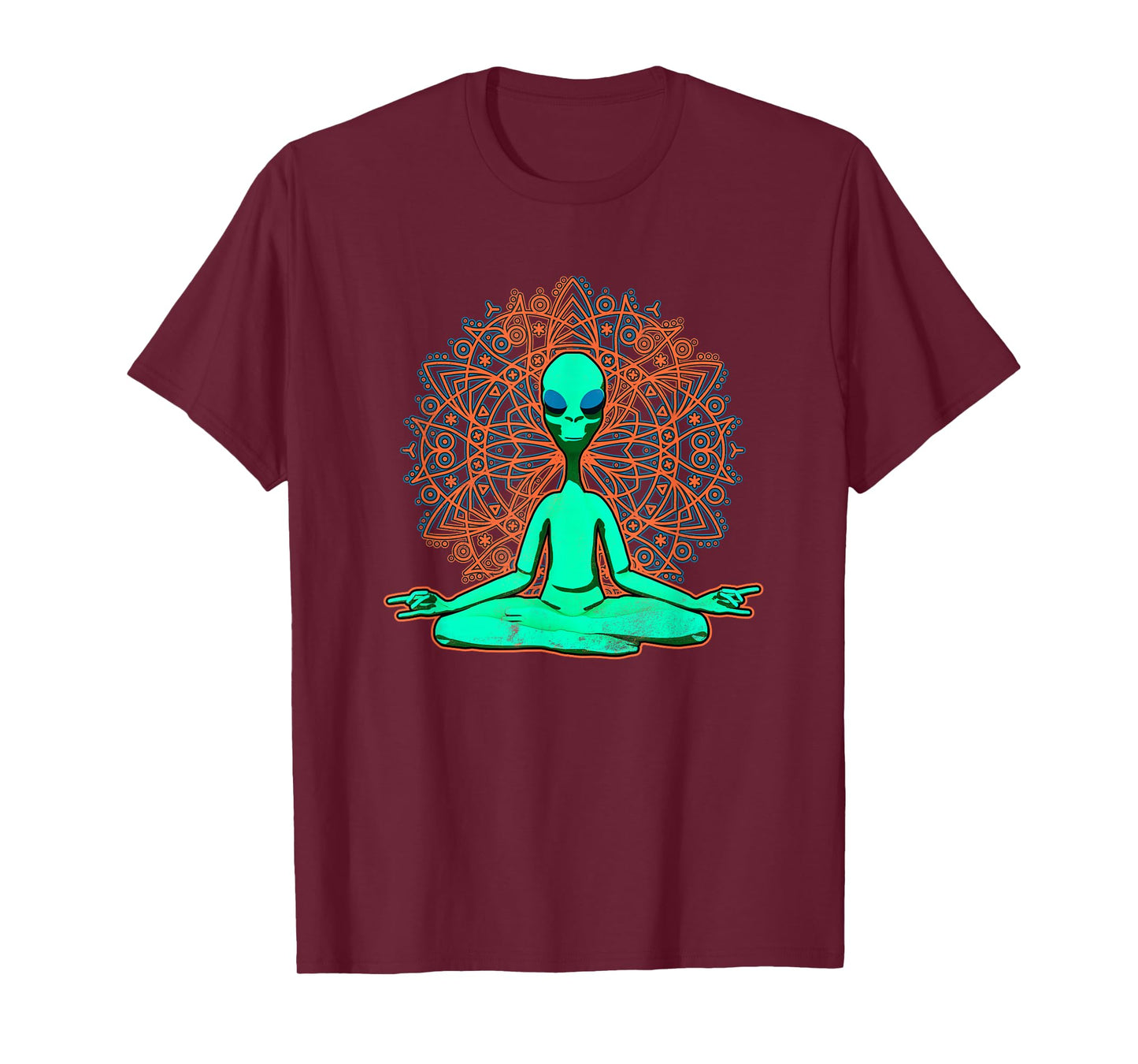 Green Alien Shirt UFO Mandala Meditation Zen T-Shirt